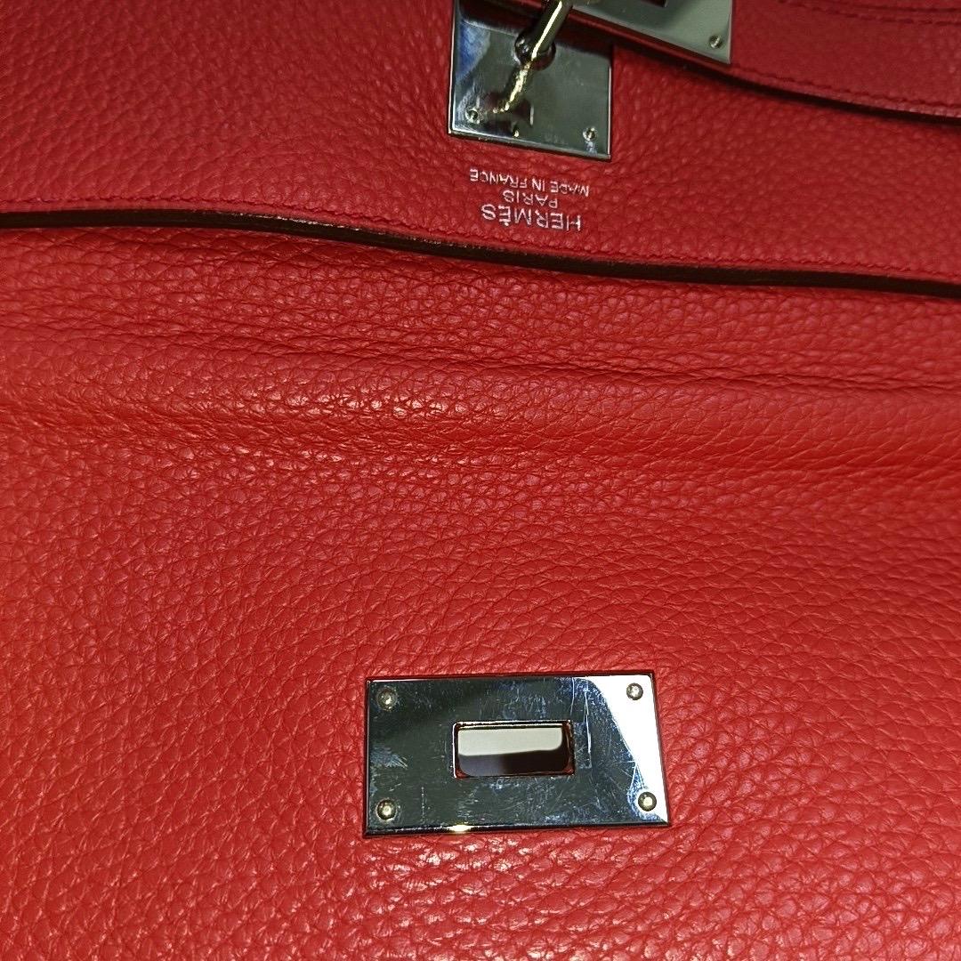 Hermes Kelly 40 Rose Jaipur Clemence Retourne Silver Hardware 2010 en vente 2