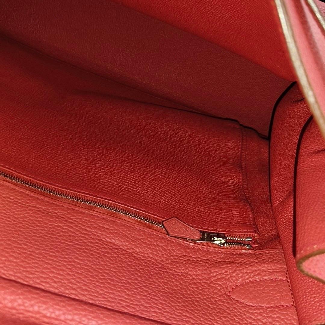 Hermes Kelly 40 Rose Jaipur Clemence Retourne Silver Hardware 2010 en vente 3
