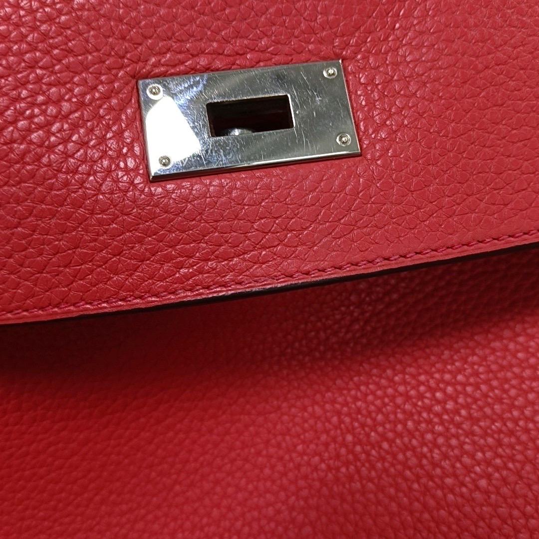 Hermes Kelly 40 Rose Jaipur Clemence Retourne Silver Hardware 2010 en vente 4