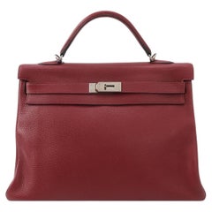 Hermes Kelly 40 Togo Leather Rouge H Deep Red Palladium Hardware 2014