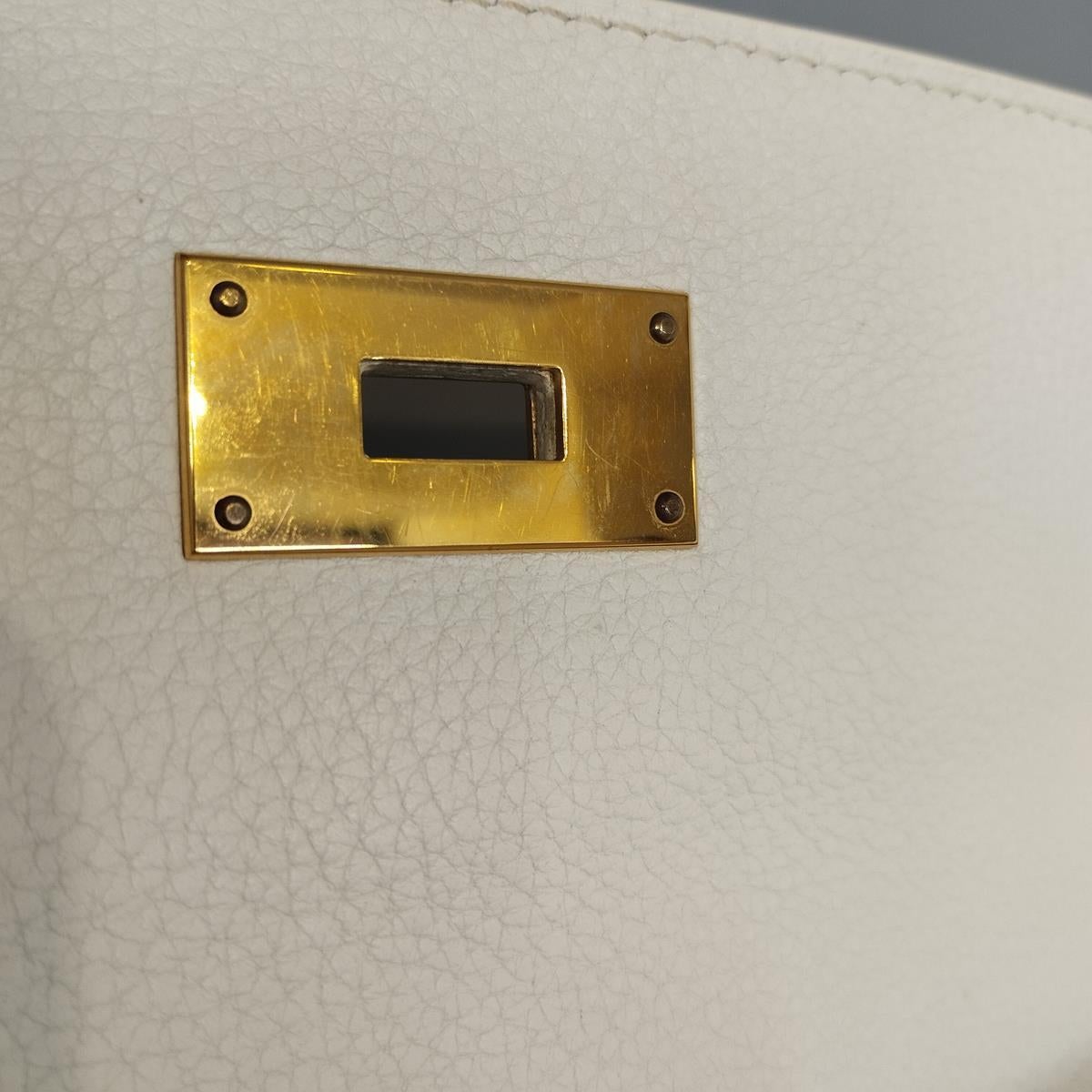 Hermès Kelly 40 White Togo For Sale 7