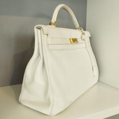 Hermès Vintage Kelly 40 White Togo Leather Handbag with Gold Hardware