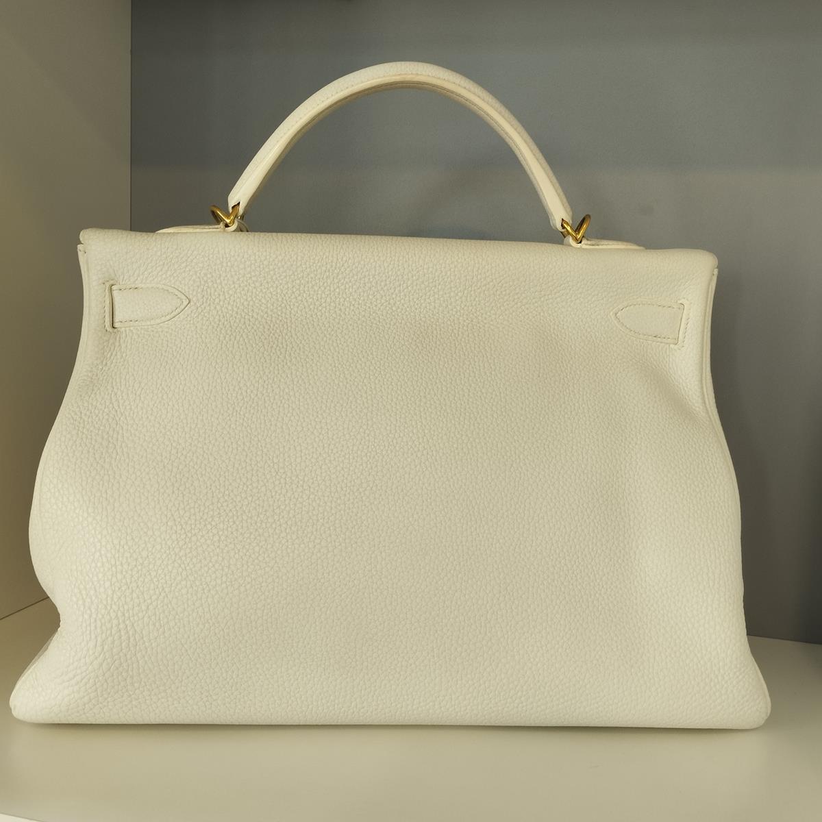 Hermès Kelly 40 White Togo For Sale 2