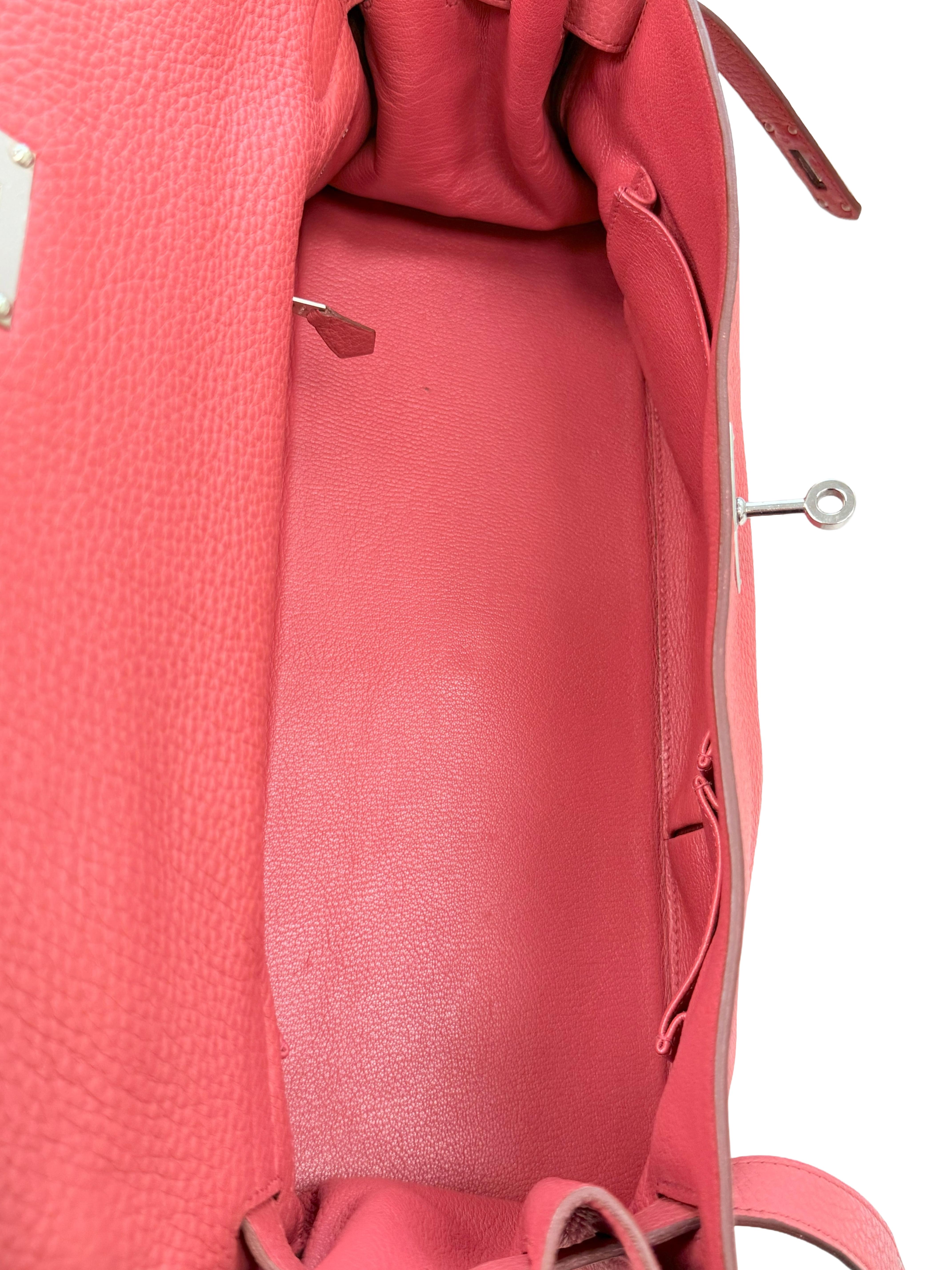 Hermes Kelly 42 Sanguine Taurillon Clemence Leather Palladium Hardware en vente 7