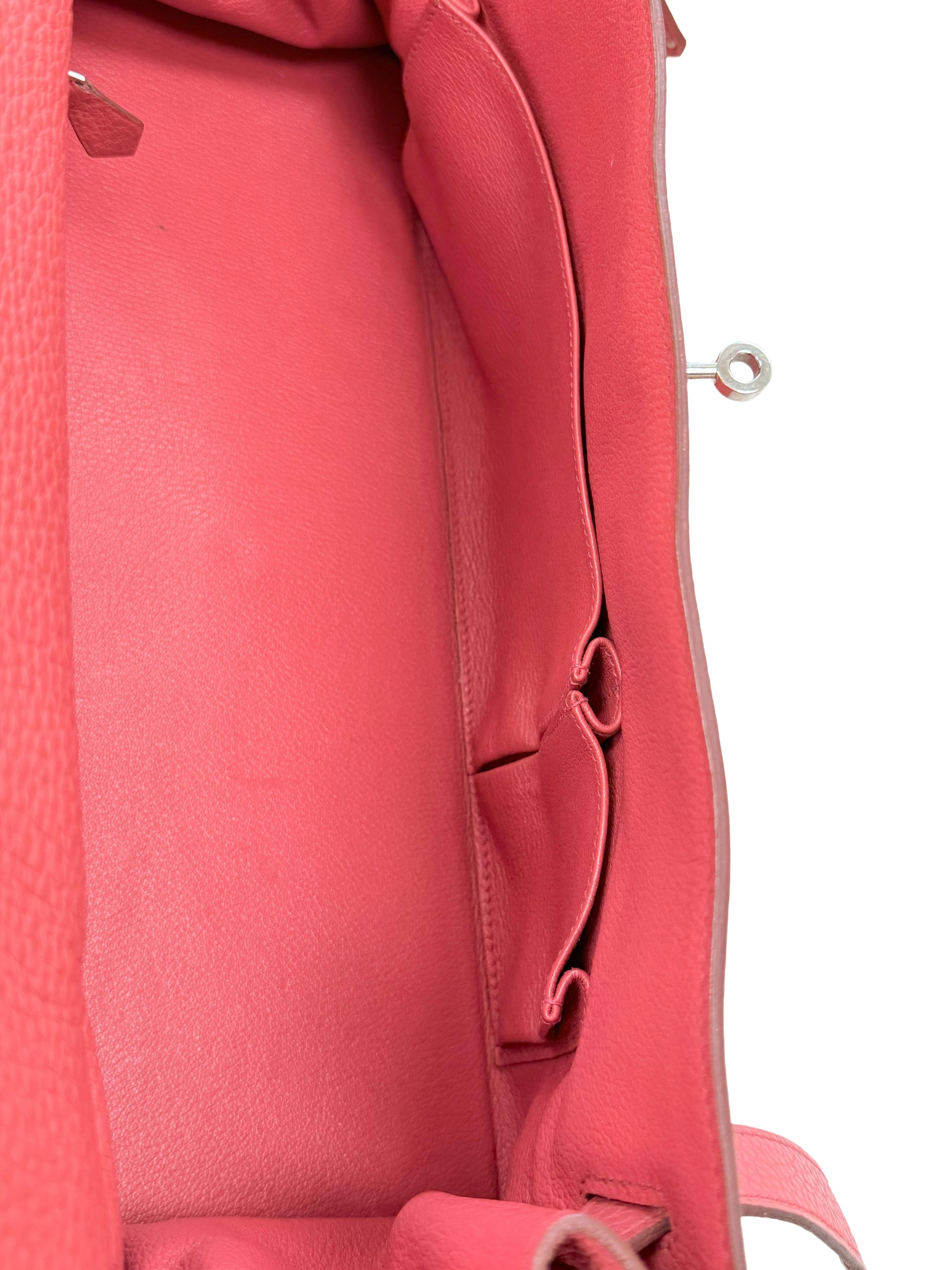 Hermes Kelly 42 Sanguine Taurillon Clemence Leather Palladium Hardware en vente 8