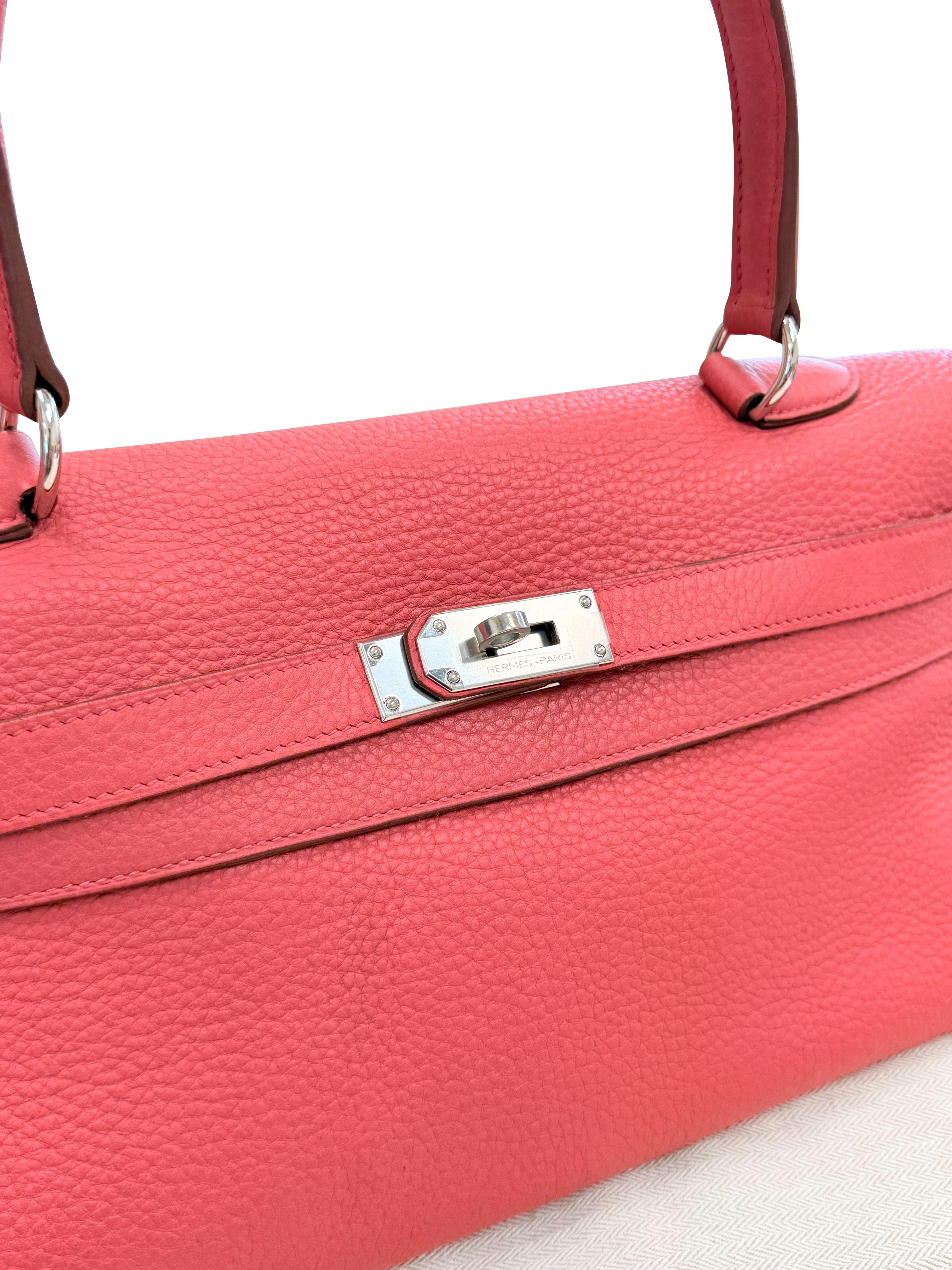 Hermes Kelly 42 Sanguine Taurillon Clemence Leather Palladium Hardware Pour femmes en vente
