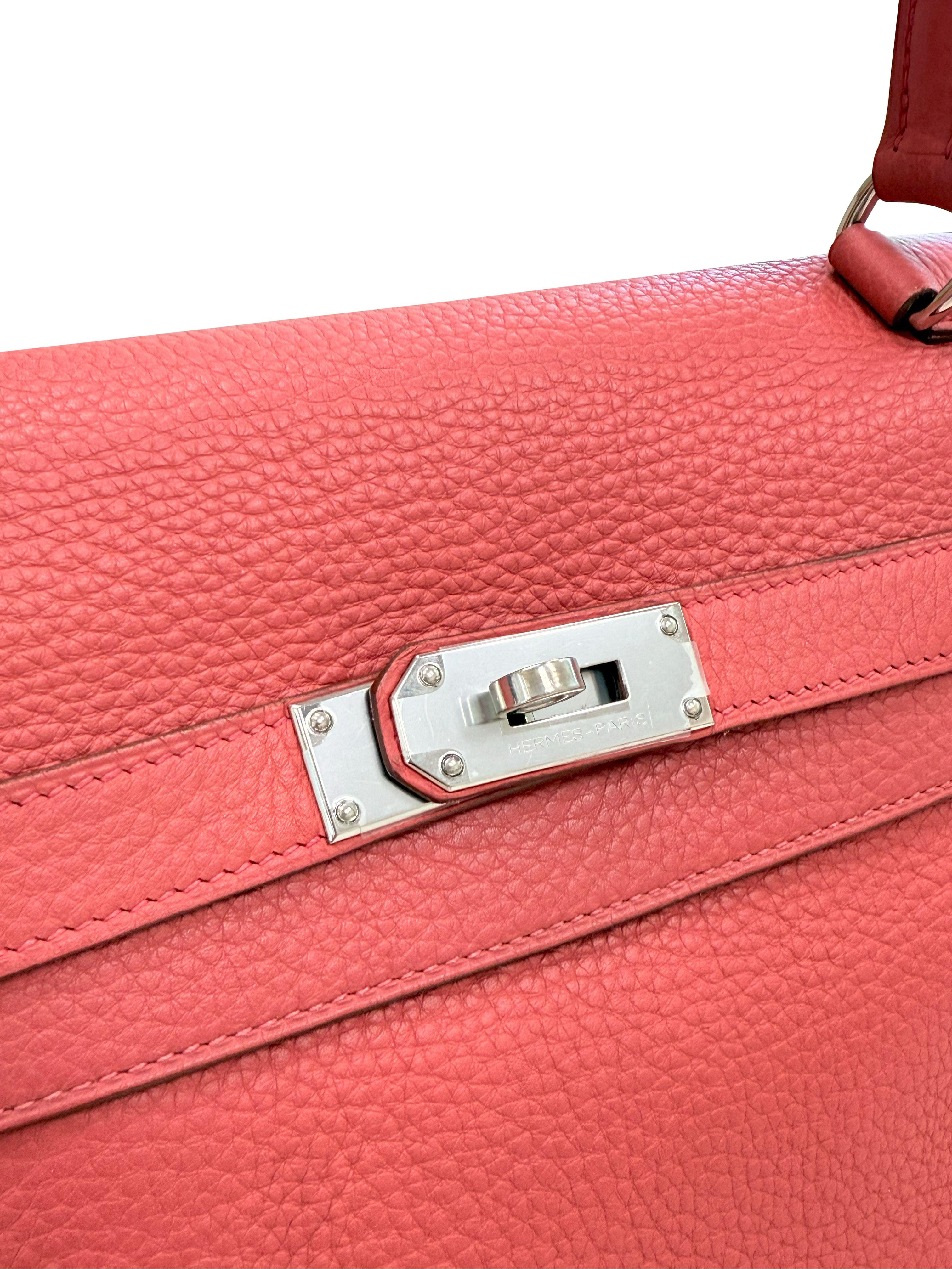 Hermes Kelly 42 Sanguine Taurillon Clemence Leather Palladium Hardware en vente 1