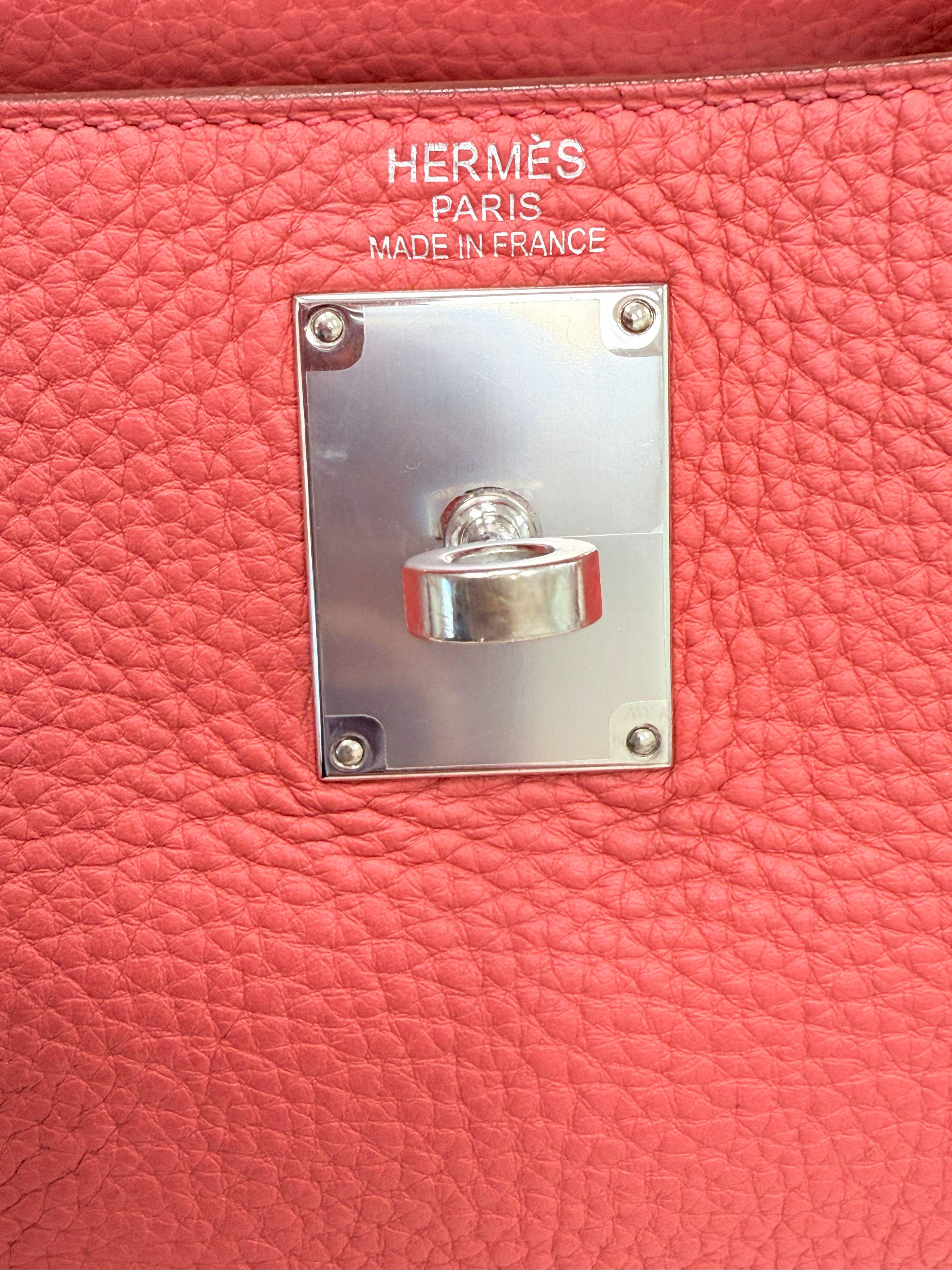Hermes Kelly 42 Sanguine Taurillon Clemence Leather Palladium Hardware en vente 3
