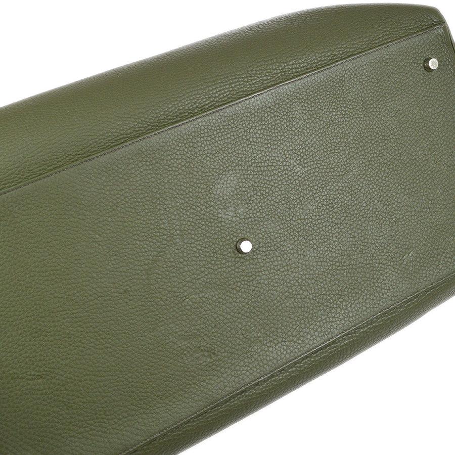 Gray HERMES Kelly 50 Green Taurillon Clemence Leather Palladium  Top Handle Bag