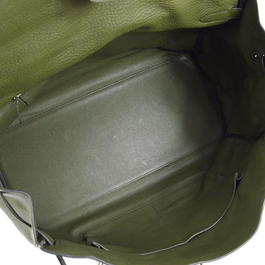 HERMES Kelly 50 Green Taurillon Clemence Leather Palladium  Top Handle Bag In Good Condition In Chicago, IL