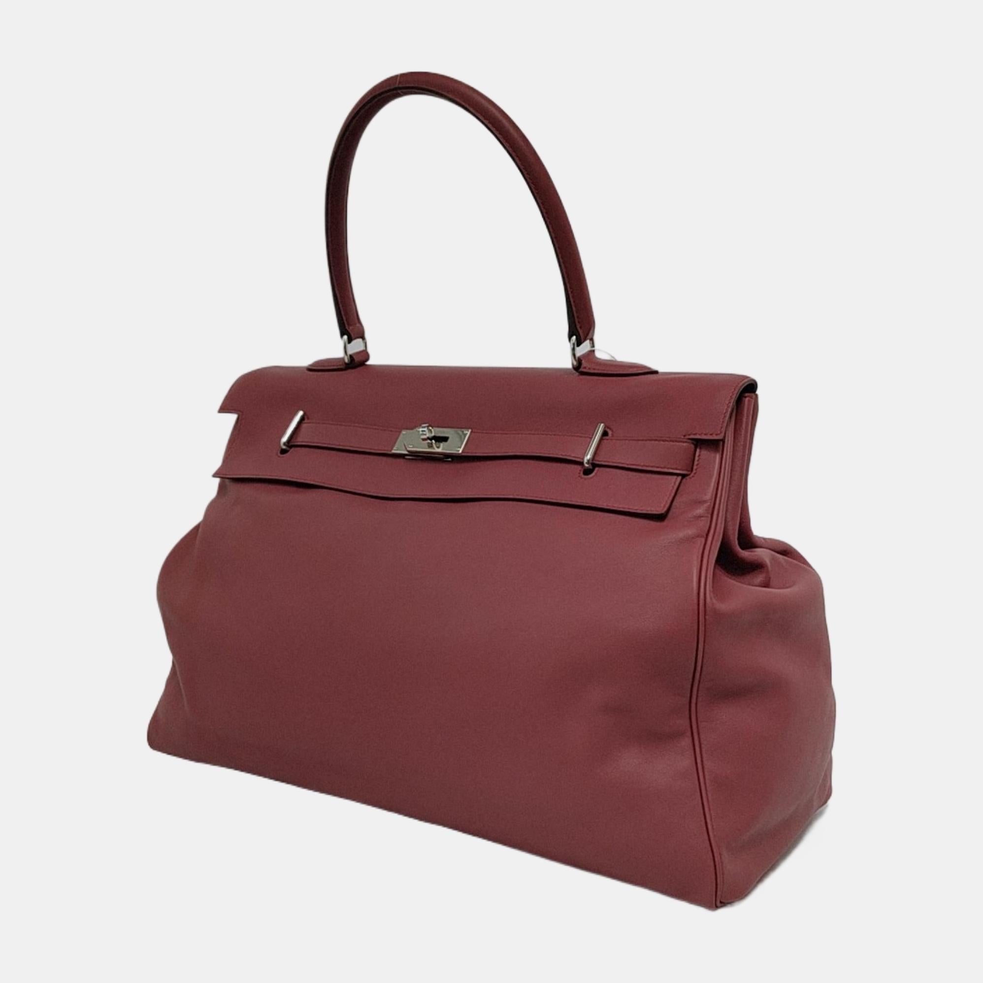 Brown Hermès Kelly 50 Retourne Pink 0D Rose Mexico 4B Swift Leather Palladium HW 2011