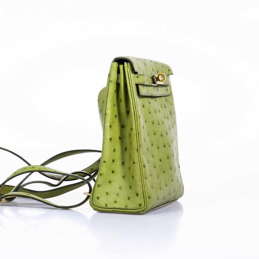 Hermes Kelly Ado II Backpack Vert Cypress Gold Hardware New