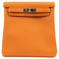 Hermès Kelly a Dos Taurillon Clemence Sangle Abricot Bleu Encre