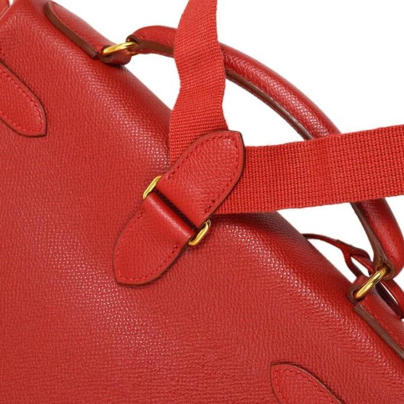 Kelly Ado GM Rote Carryall-Rucksacktasche aus Leder mit goldenem Henkel im Zustand „Gut“ im Angebot in Chicago, IL