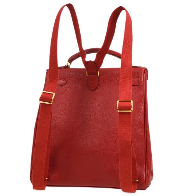 Kelly Ado GM Rote Carryall-Rucksacktasche aus Leder mit goldenem Henkel Damen im Angebot