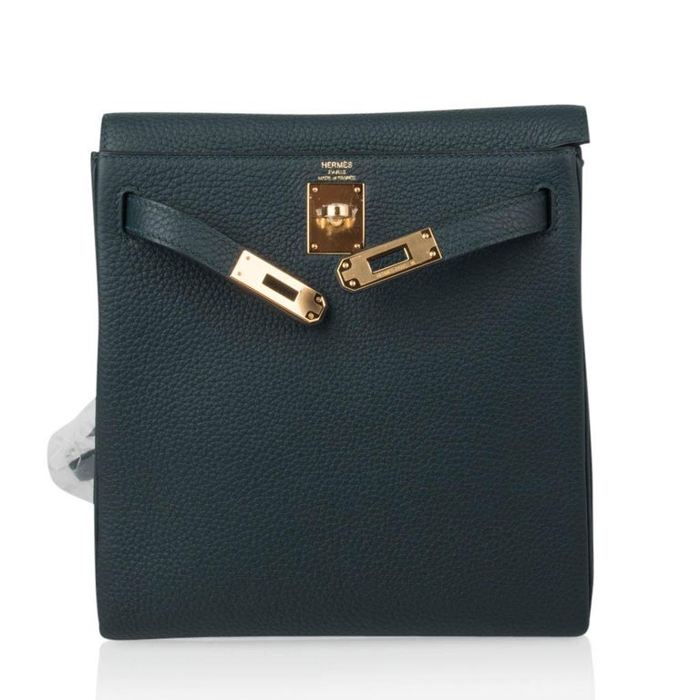 Hermes Kelly Ado II Backpack Vert Cypress Gold Hardware ...