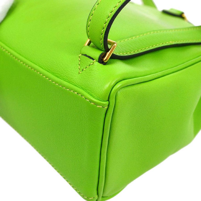 HERMES Kelly Ado PM Veau Gulliver Leather Lime Green Gold Hardware ...