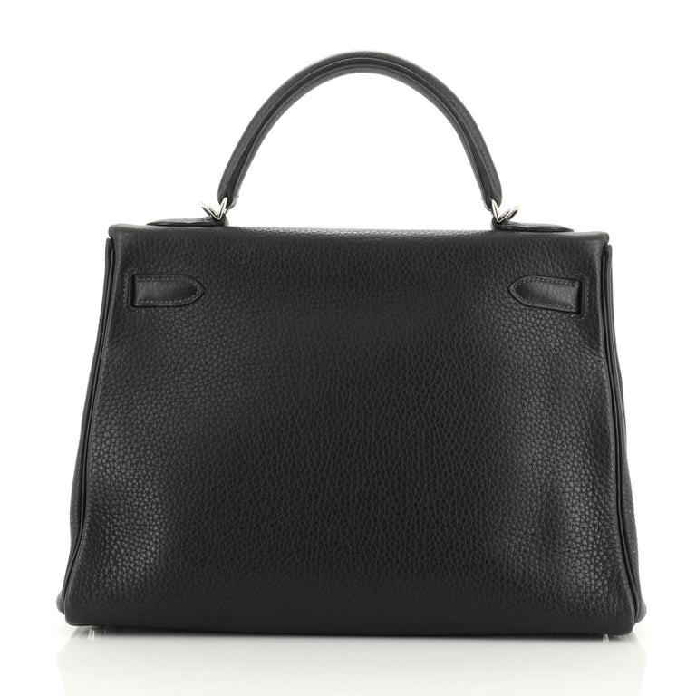 Hermes Kelly Amazone Handbag Indigo Clemence with Palladium Hardware 32 ...