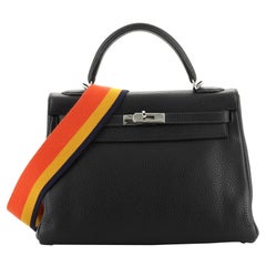 Hermes Kelly Amazone Handbag Indigo Clemence with Palladium Hardware 32
