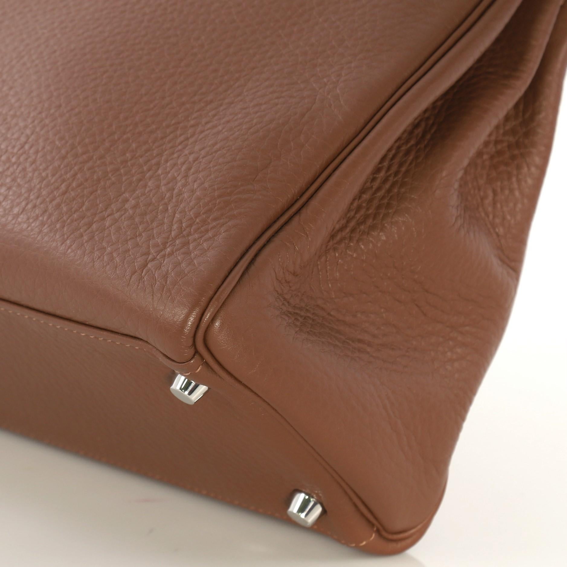 Brown Hermes Kelly Amazone Handbag Marron d'Inde Clemence with Palladium Hardware 32