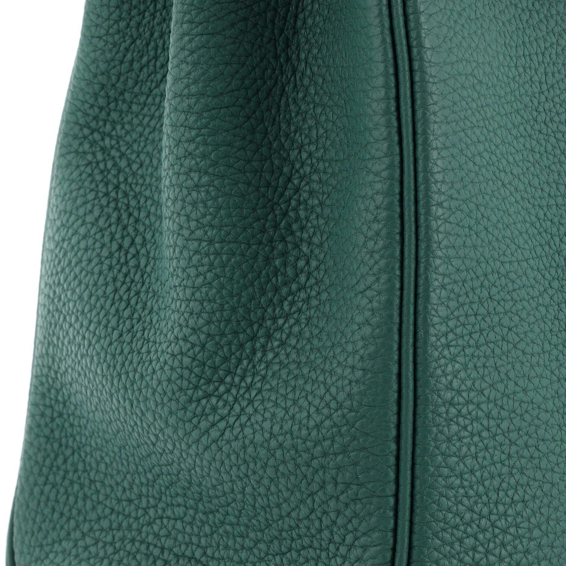 Hermes Kelly Au Pas Handbag Green Togo with Palladium Hardware 28 For Sale 3