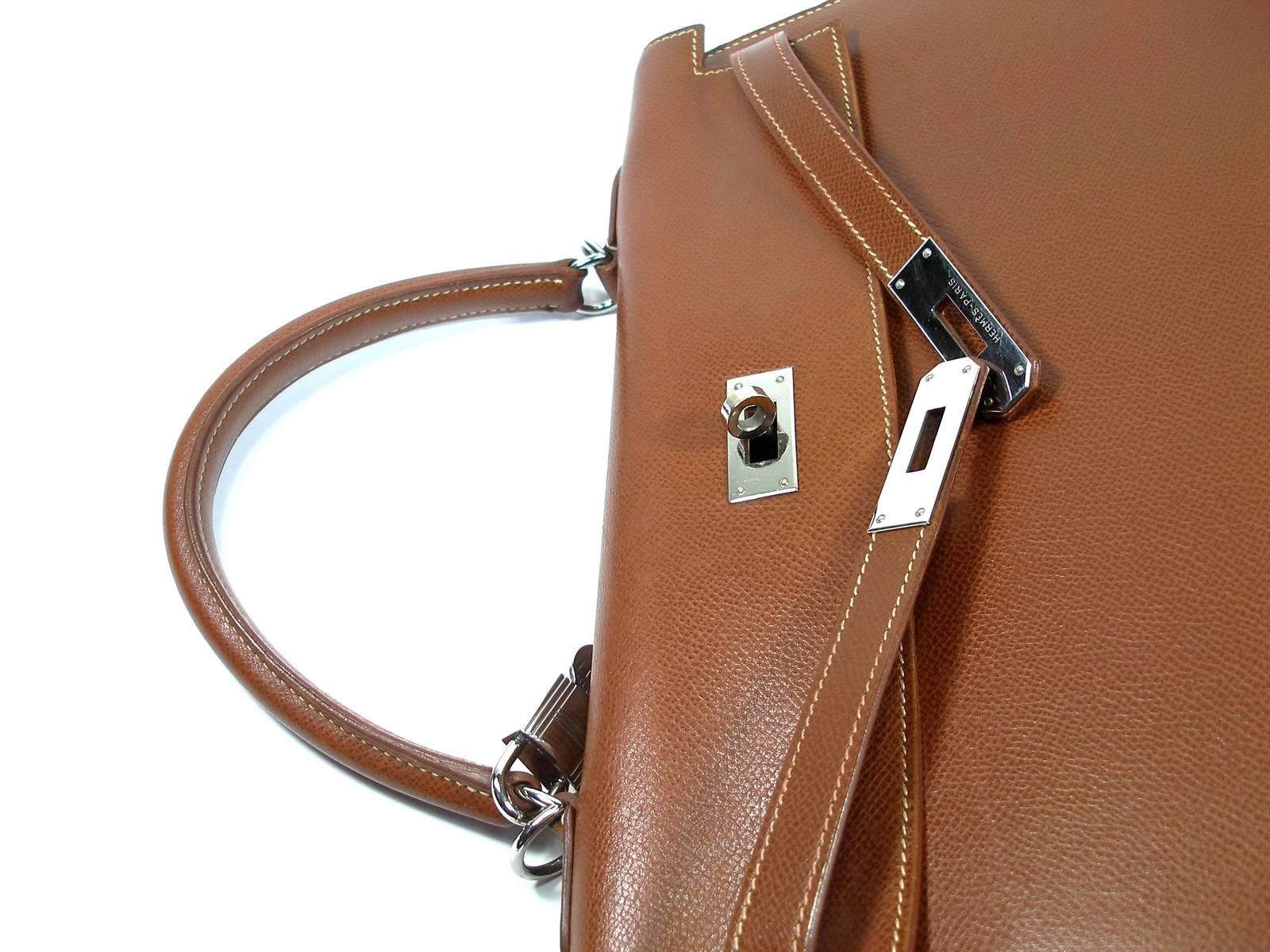 Hermès kelly Bag 2 / 35 cm Sellier Leather Grainé Brown 2003 / Good Condition  In Good Condition In VERGT, FR