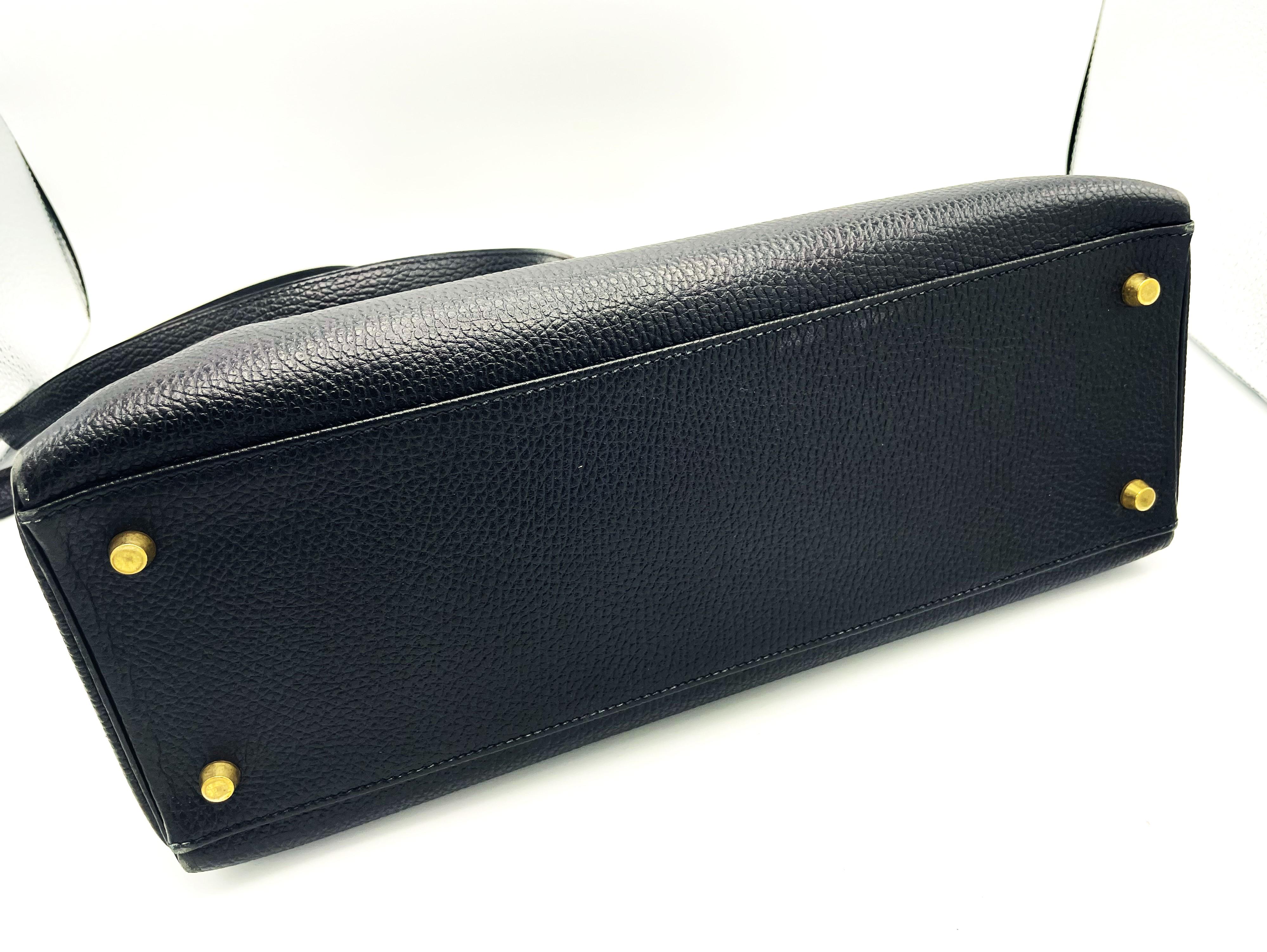 BOLSO HERMÉS KELLY 2 VÍAS 35 cm CUERO CHEVRE,  negro, colección B - 1998 en venta 6