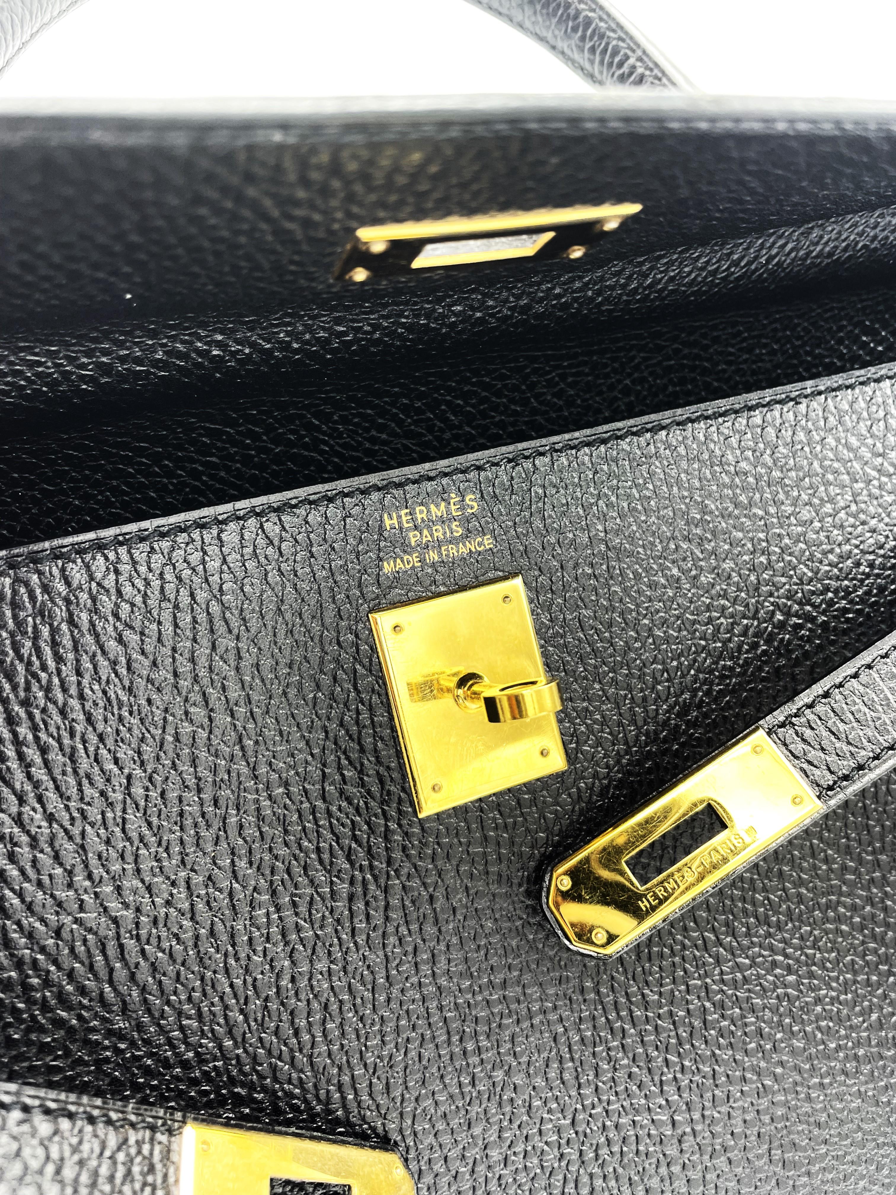 BOLSO HERMÉS KELLY 2 VÍAS 35 cm CUERO CHEVRE,  negro, colección B - 1998 en venta 1