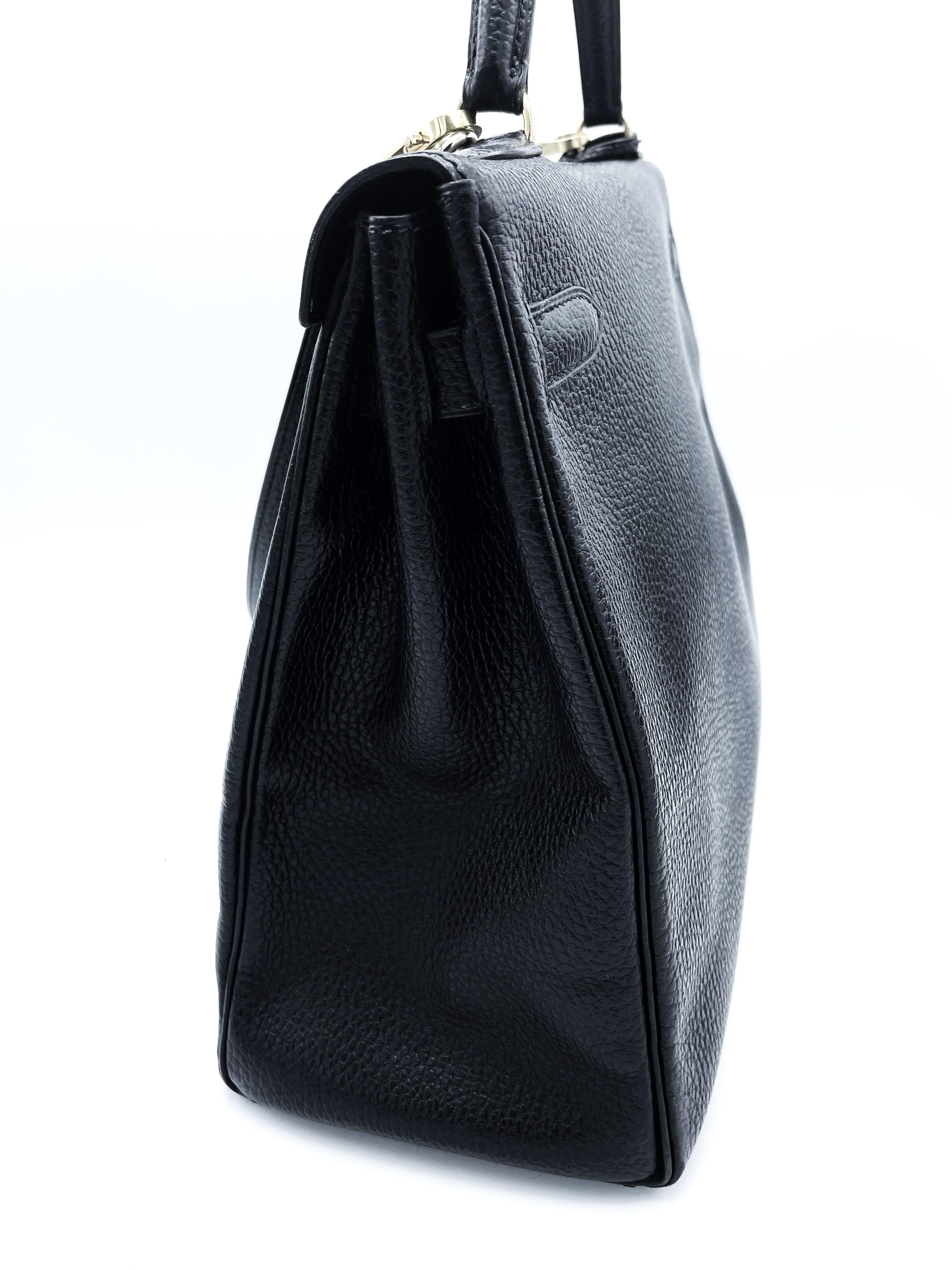 BOLSO HERMÉS KELLY 2 VÍAS 35 cm CUERO CHEVRE,  negro, colección B - 1998 en venta 3