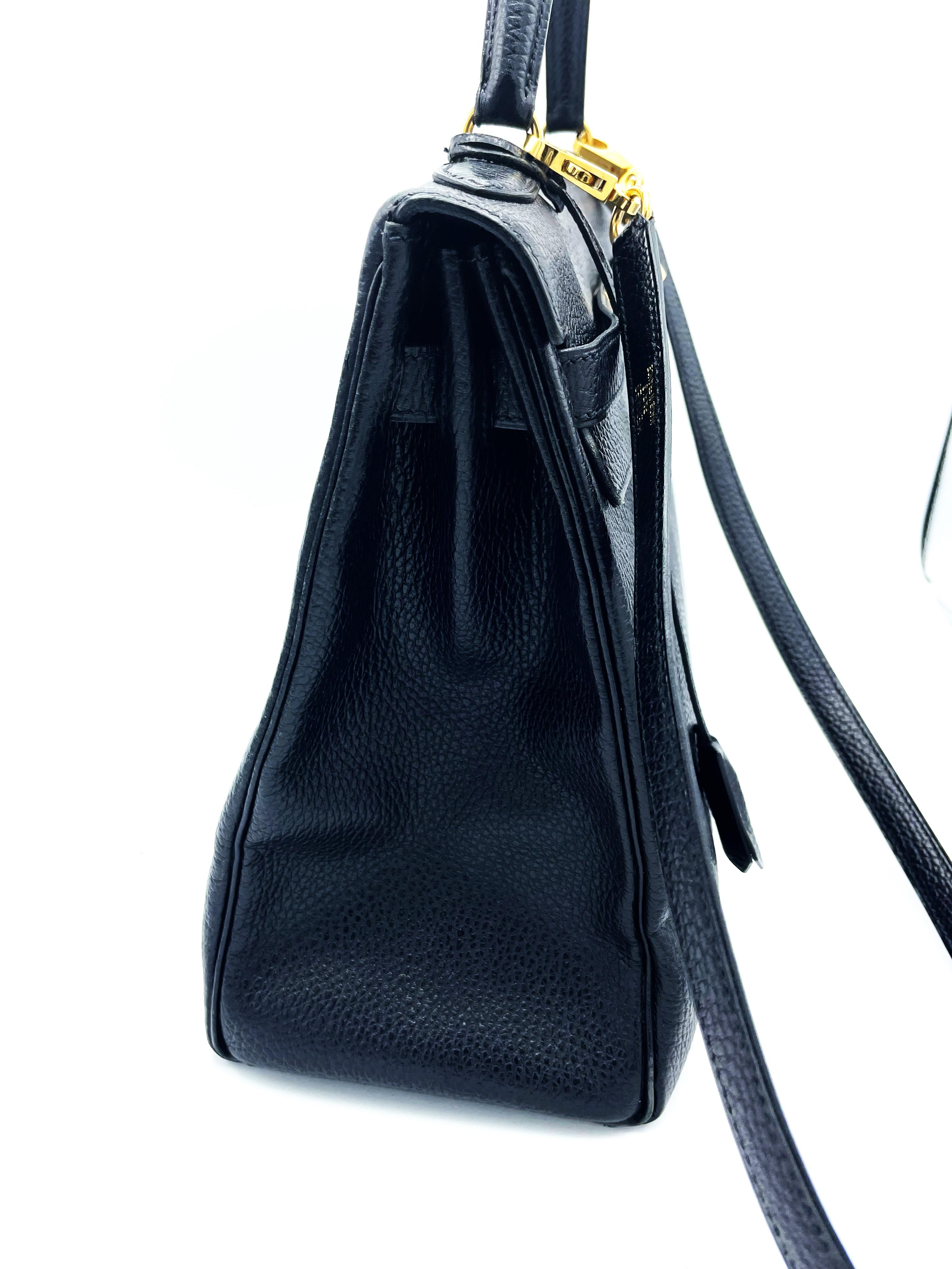BOLSO HERMÉS KELLY 2 VÍAS 35 cm CUERO CHEVRE,  negro, colección B - 1998 en venta 4