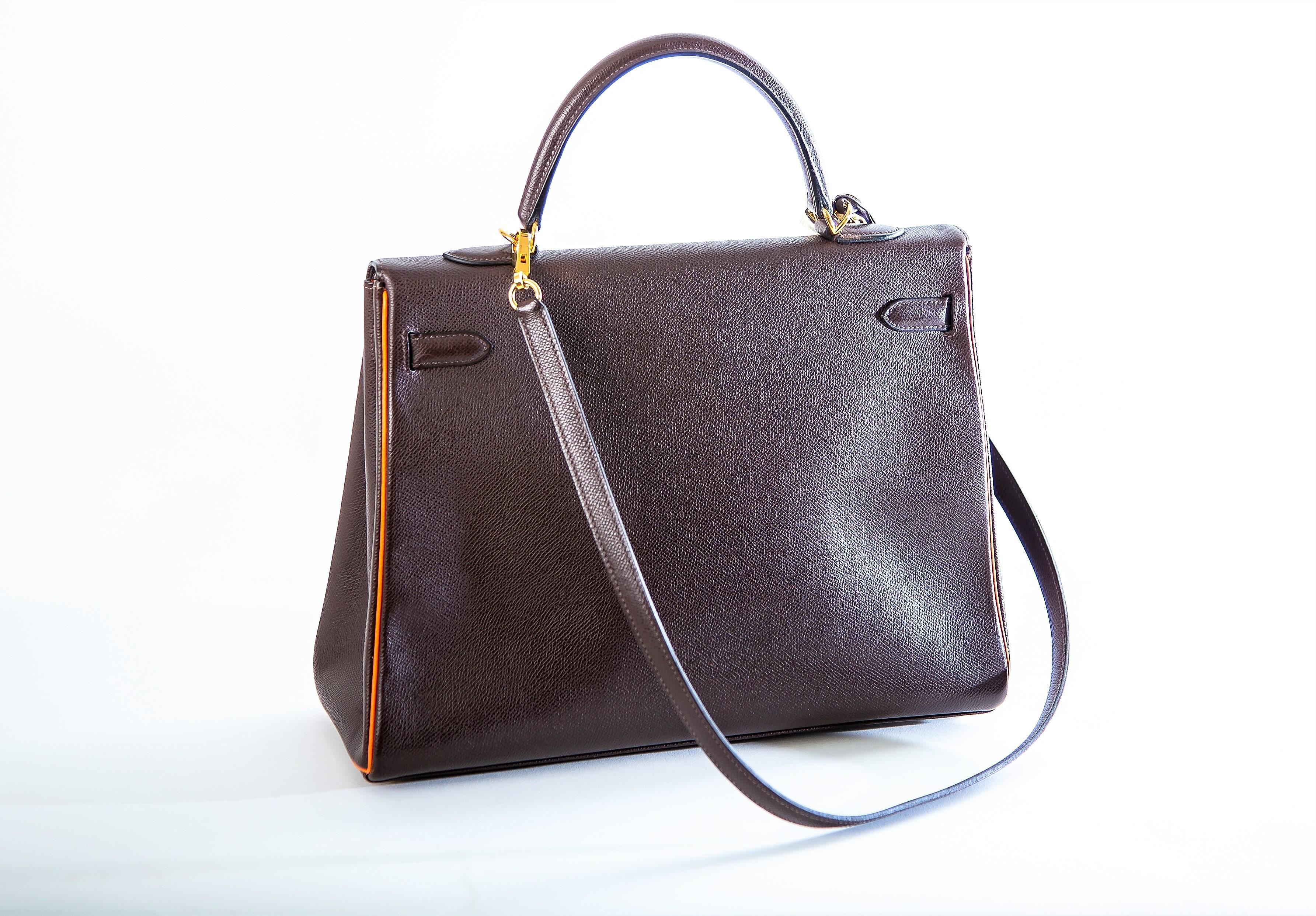 HERMÉS KELLY BAG, 2 way, 35 cm, Epson leather, H in squer, Kollektion 2004 In Excellent Condition For Sale In Stuttgart, DE