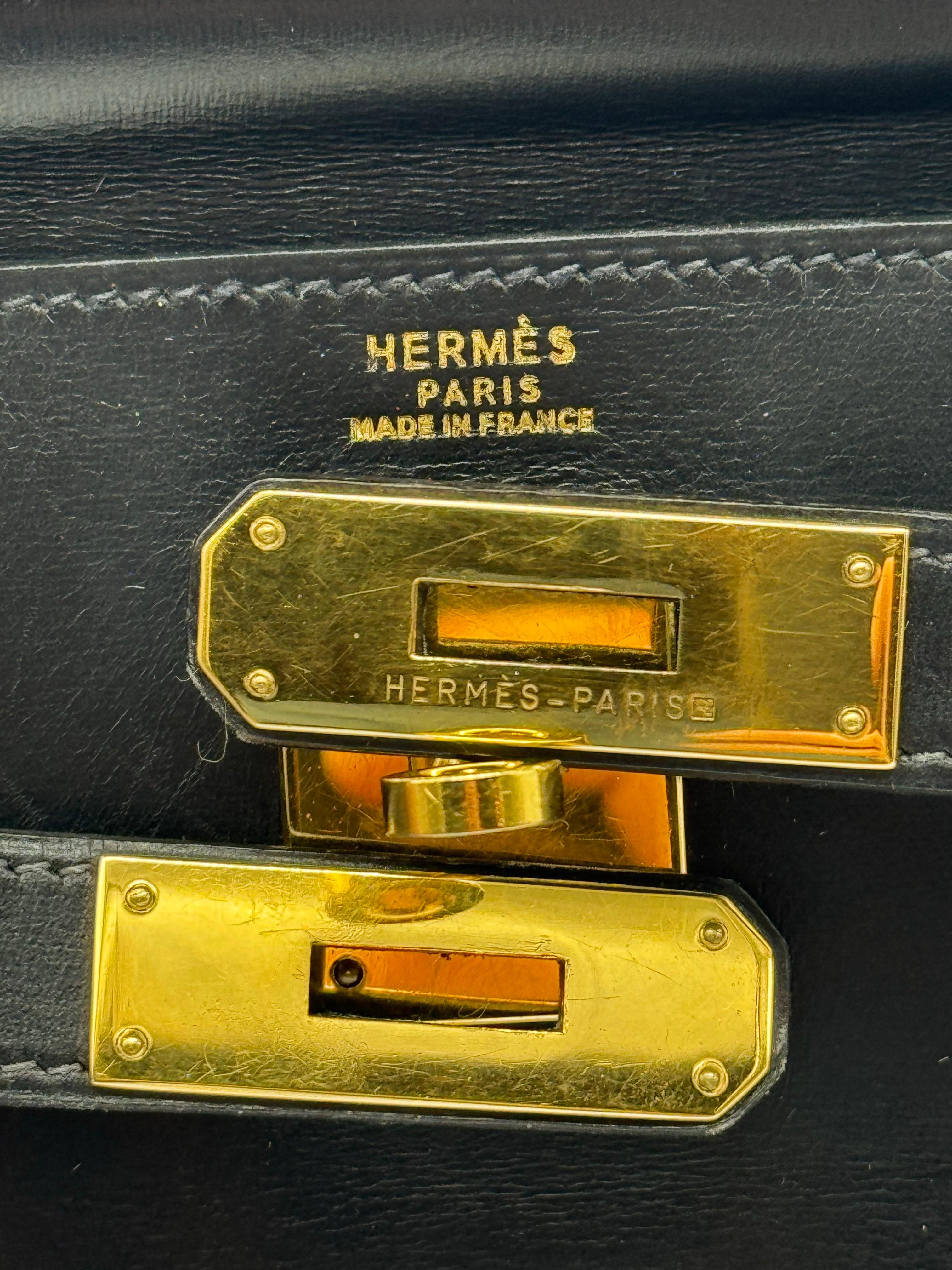 Hermes Kelly Bag 32 Box Kalbsleder  Schulterhandtasche im Angebot 10