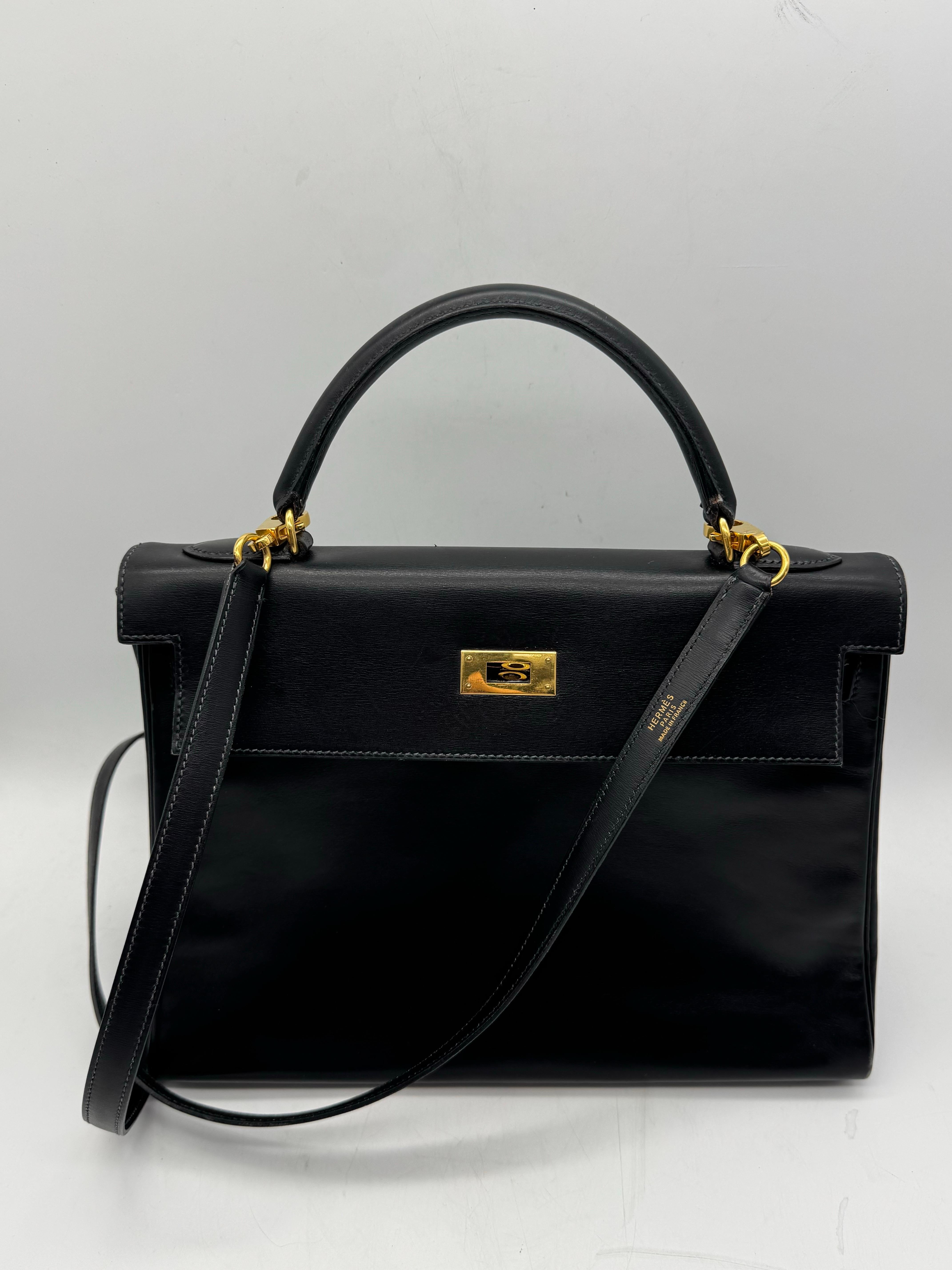 Hermes Kelly Bag 32 Box Kalbsleder  Schulterhandtasche im Angebot 13