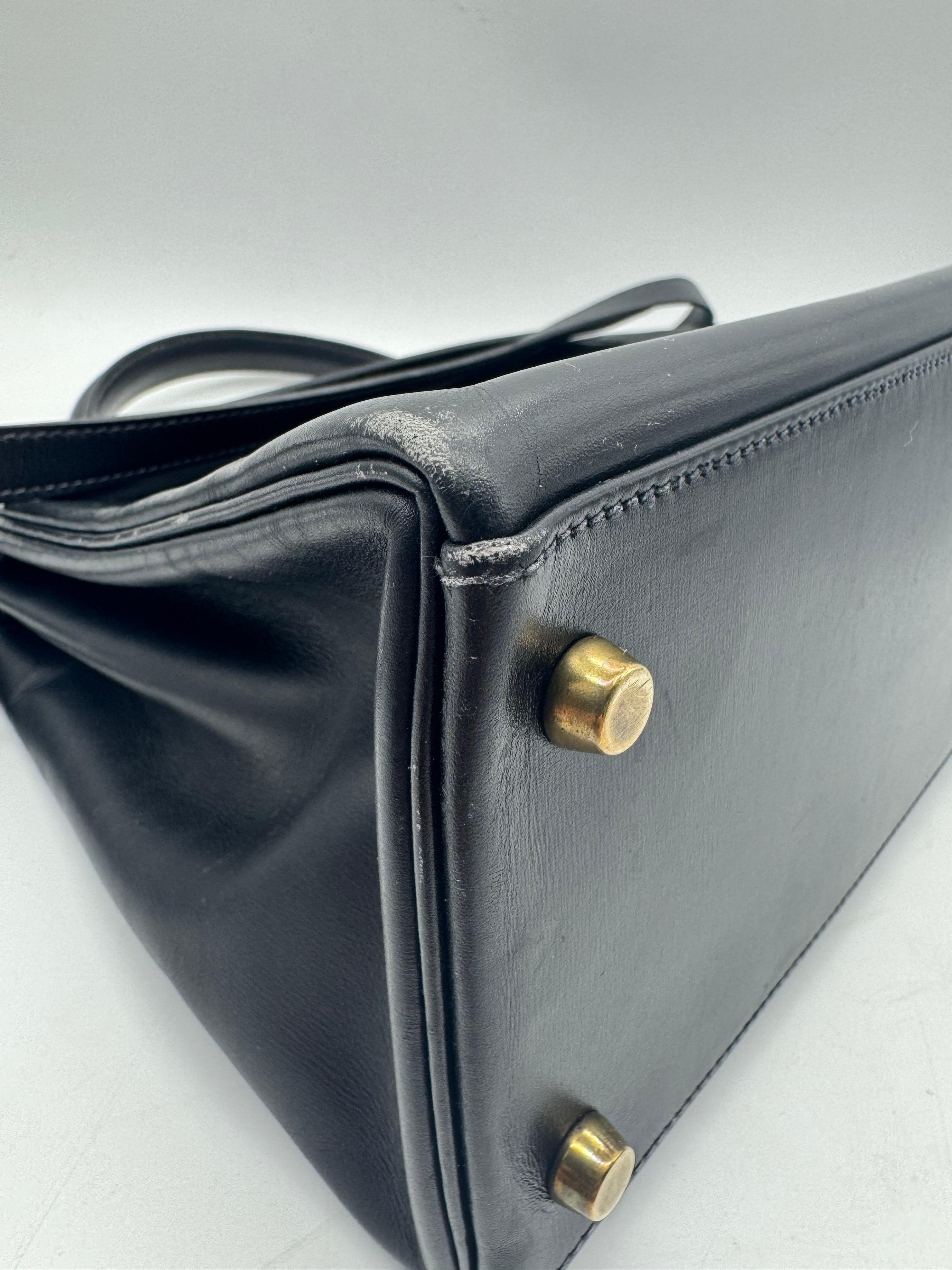 Hermes Kelly Bag 32 Box Kalbsleder  Schulterhandtasche im Angebot 14