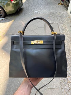Hermes Kelly Bag 32 Box calf leather  shoulder hand bag