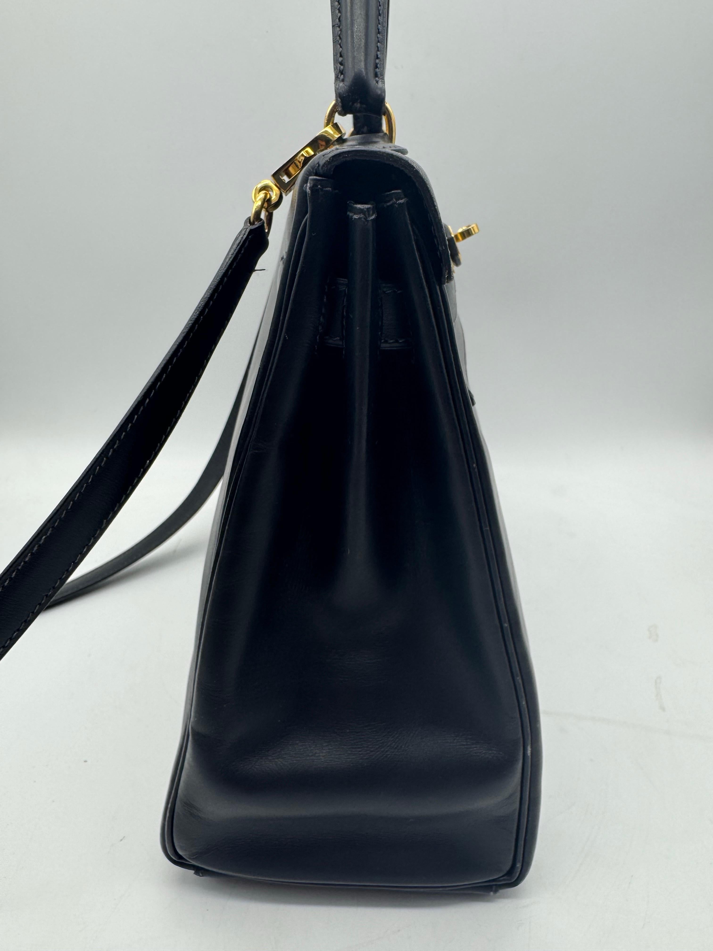 Hermes Kelly Bag 32 Box Kalbsleder  Schulterhandtasche im Angebot 2