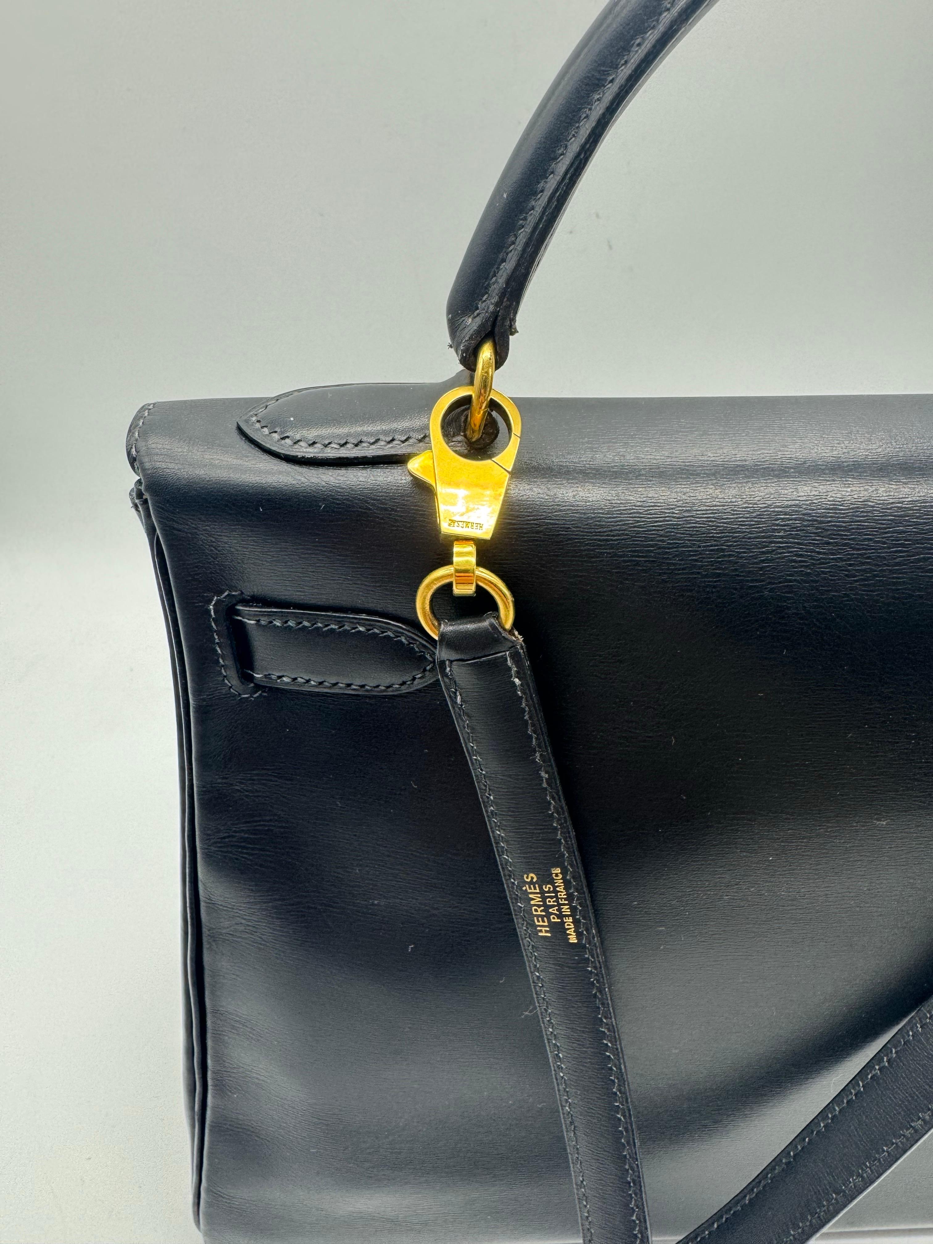 Hermes Kelly Bag 32 Box Kalbsleder  Schulterhandtasche im Angebot 3