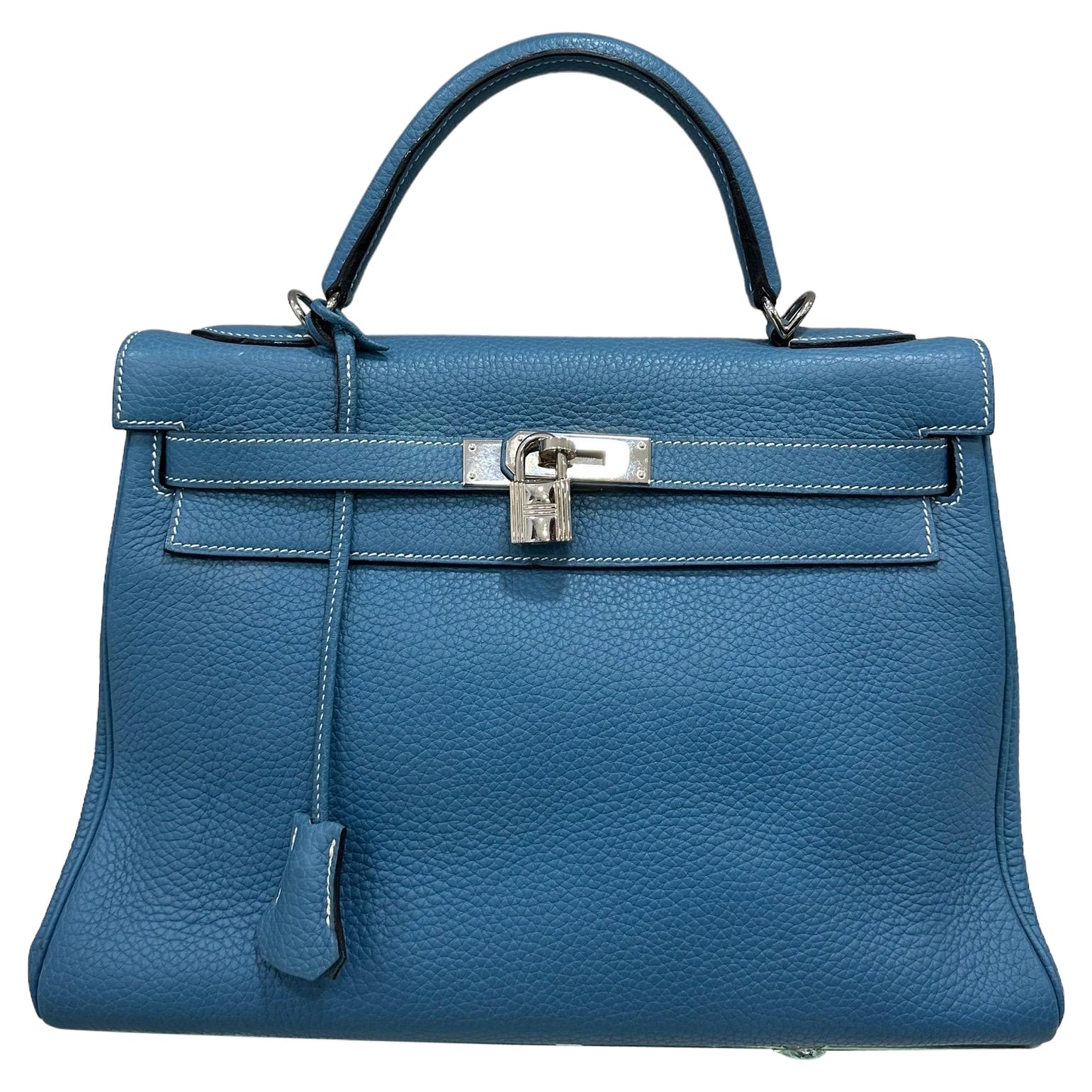 Hermes Blaue Jeans Togo Leder Kelly Tasche 32
