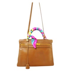 HERMES KELLY BAG; 32 cm, 2 way, retourne, Courchevel leather, 1982 = L