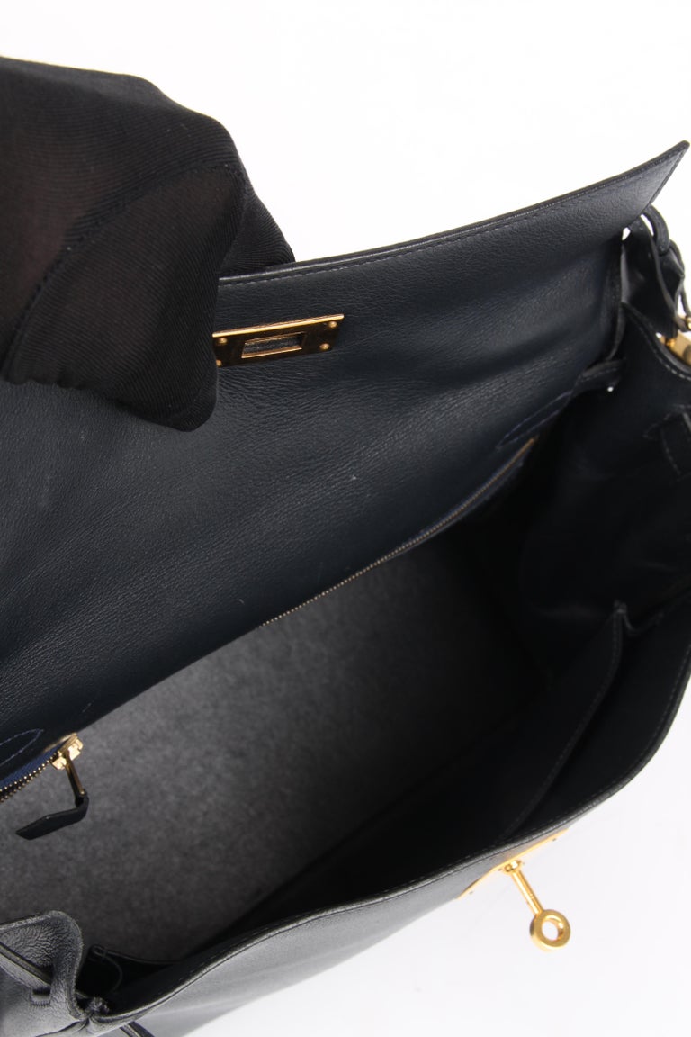 Hermès Kelly Bag 32 Swift Leather - dark blue For Sale at 1stdibs