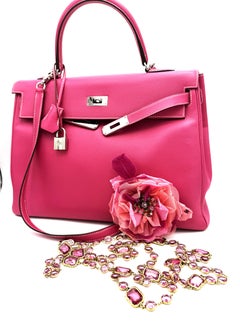 Sac Hermès Kelly 35 cm, 2 façons, cuir Epson, couleur Candy Kelly Rose, collection 2011s