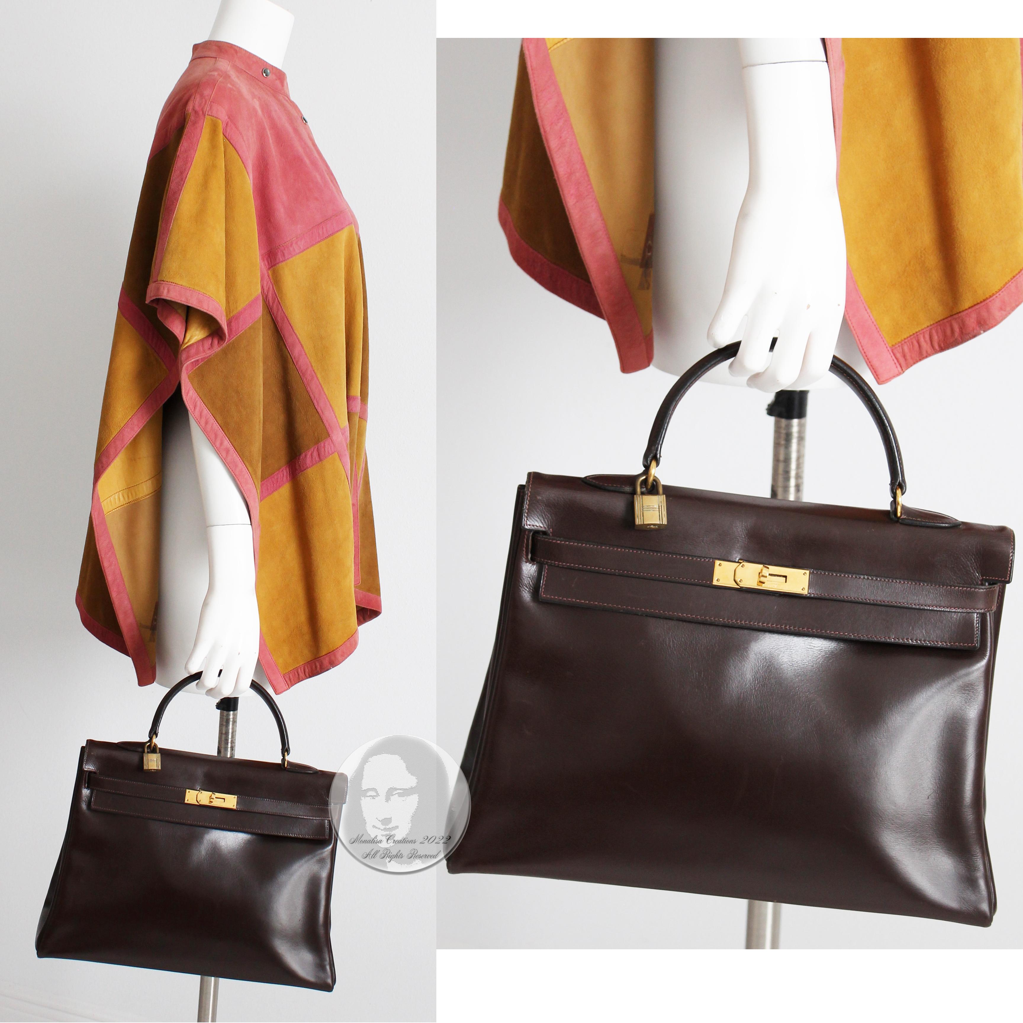 Women's or Men's Hermes Kelly Bag 35cm Retourne Brown Box Leather Top Handle Bag 1945 Vintage 