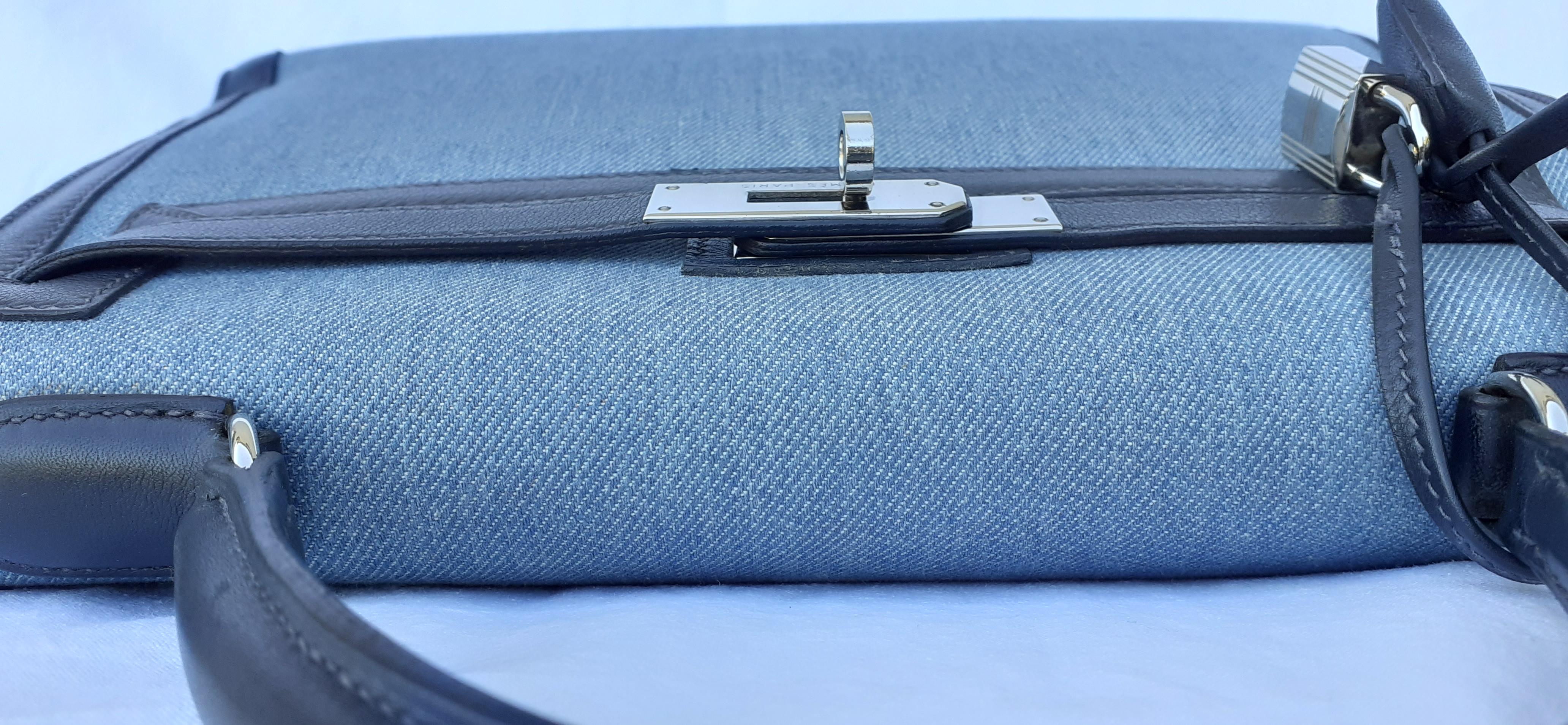 Hermès Kelly Bag Denim Jean Toile and Blue Leather Phw 32 cm RARE 4