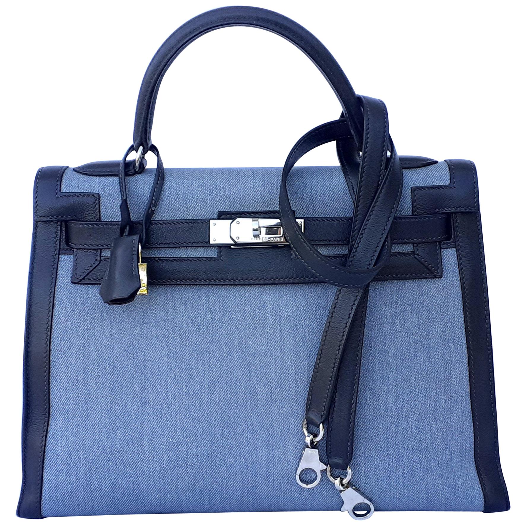Hermès Kelly Bag Denim Jean Toile and Blue Leather Phw 32 cm RARE at  1stDibs | hermes denim bag, denim kelly bag, hermes blue jean bag
