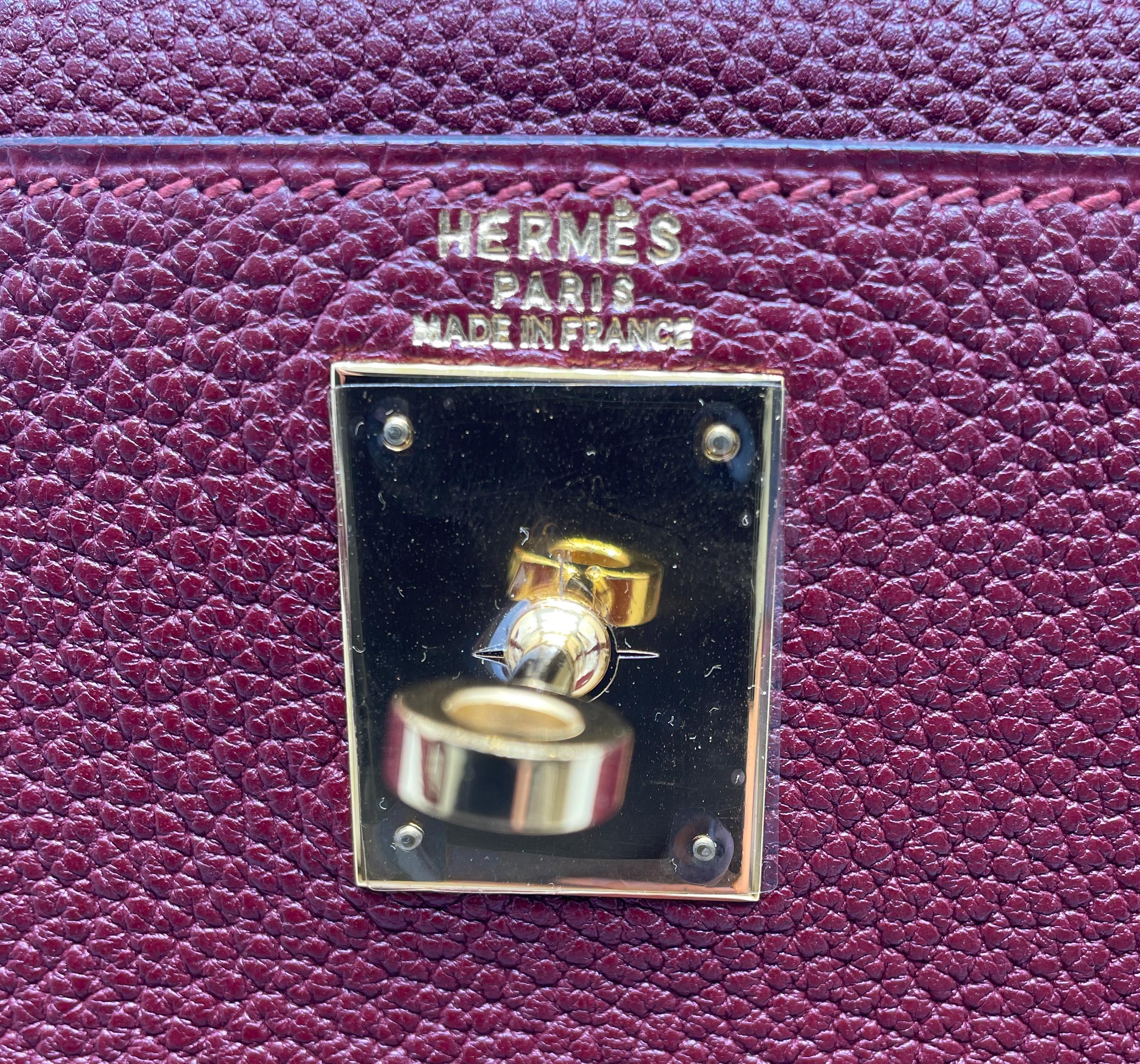 Hermes Kelly bag Returned Burgundy Togo leather 28 cm 6