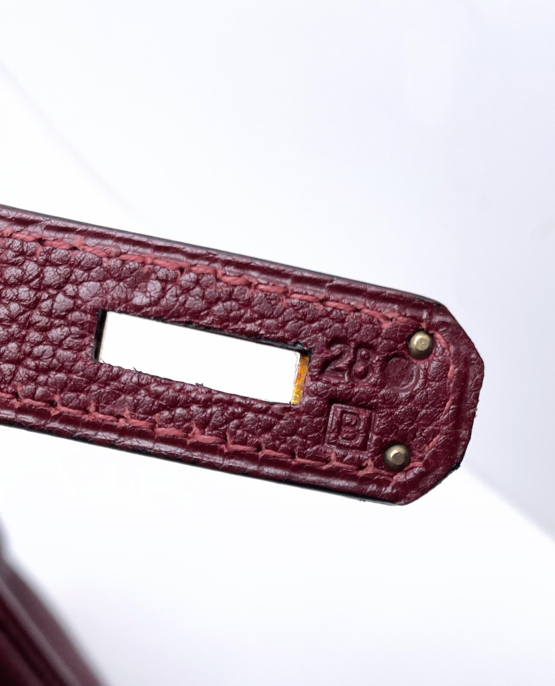 Hermes Kelly bag Returned Burgundy Togo leather 28 cm 7