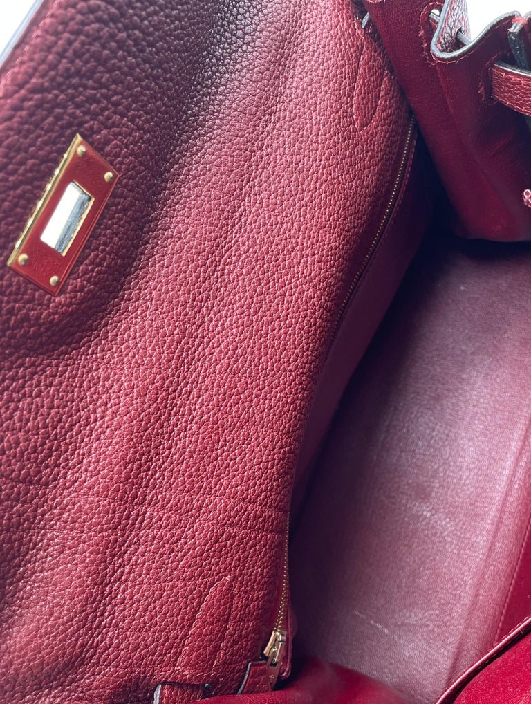 Hermès Hermes Kelly bag Returned Burgundy Togo leather 28 cm returned Red  ref.873941 - Joli Closet
