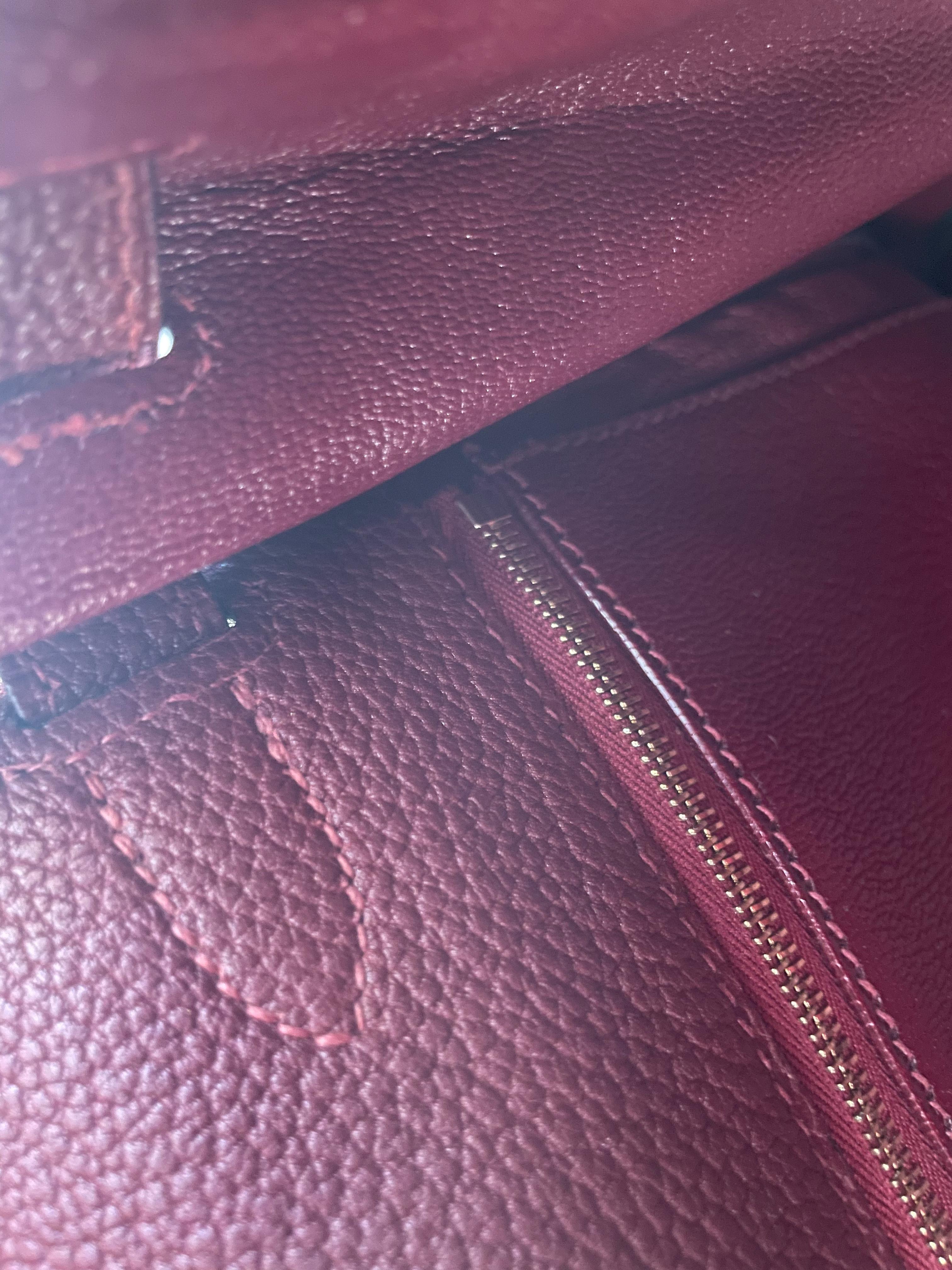 Hermes Kelly bag Returned Burgundy Togo leather 28 cm 12