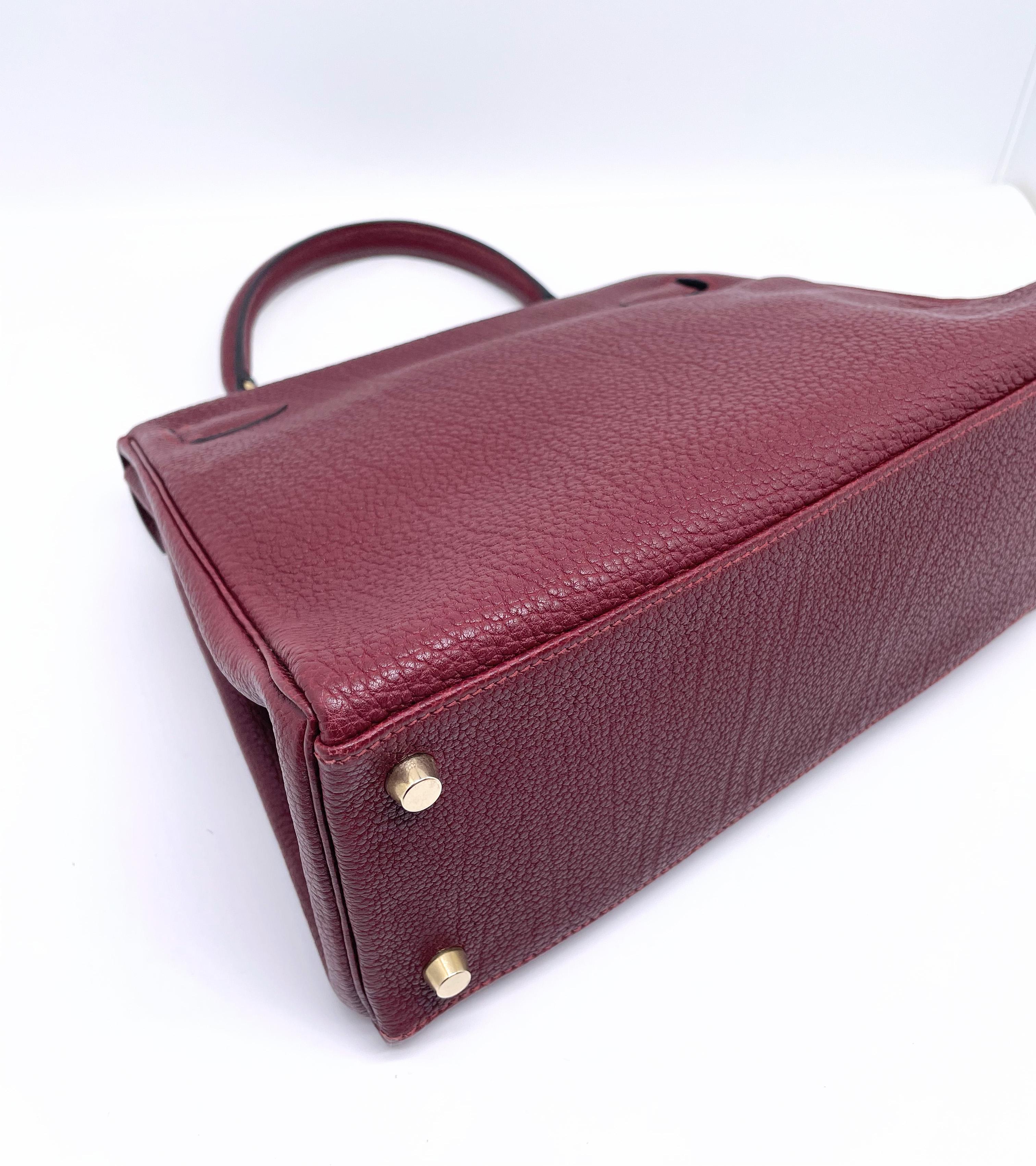 Hermes Kelly bag Returned Burgundy Togo leather 28 cm 1
