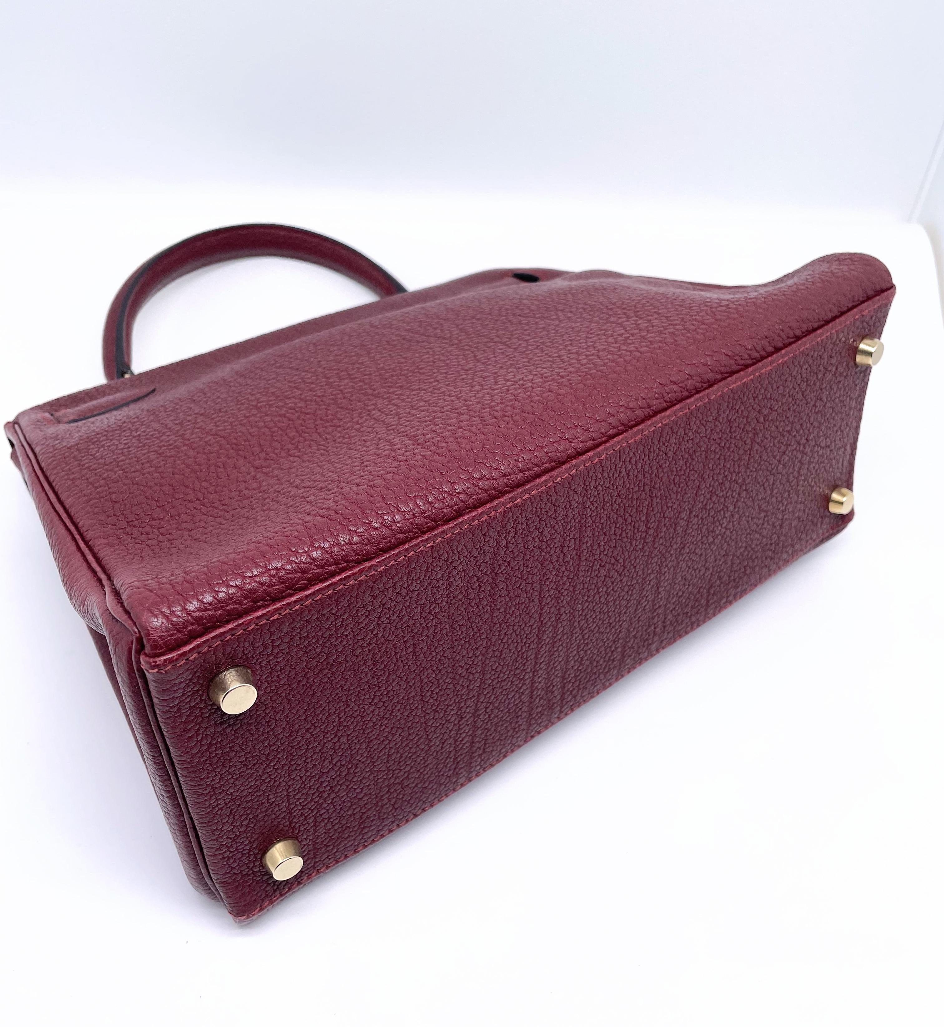 Hermes Kelly bag Returned Burgundy Togo leather 28 cm 3